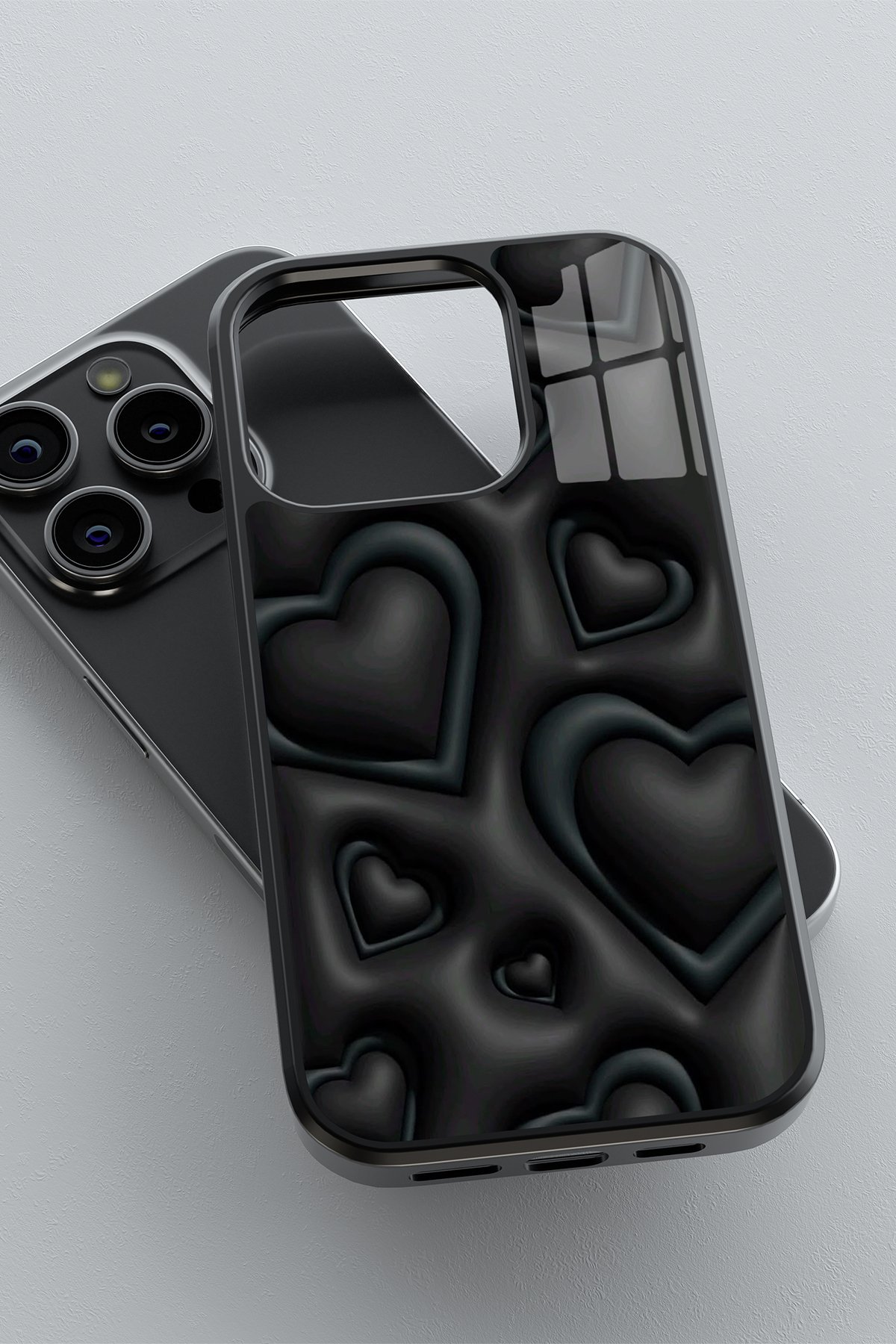 3D Black Heart Flexible Cam Kılıf