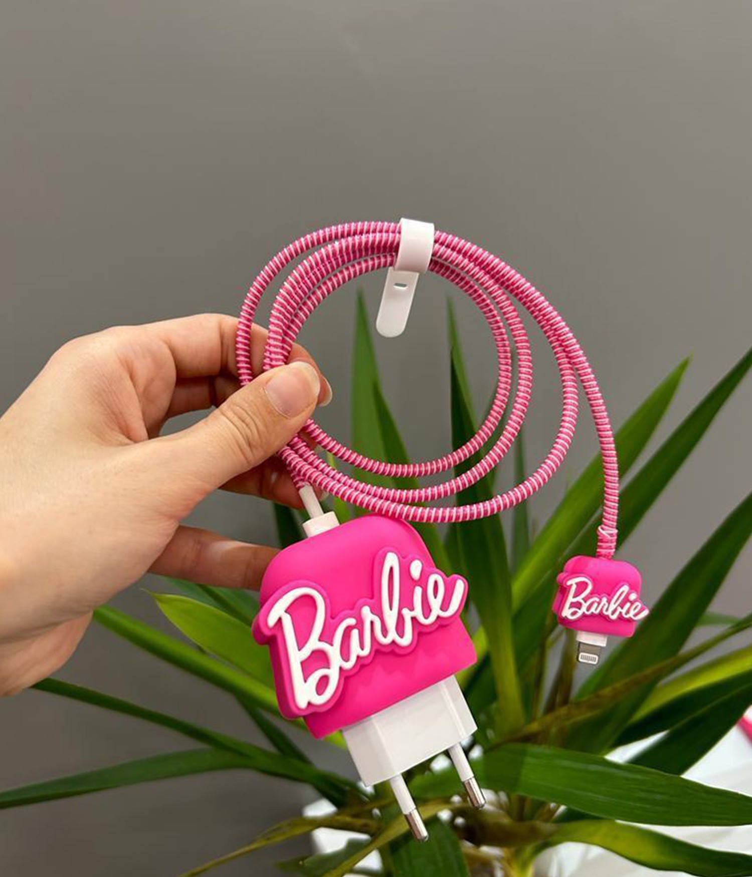 Iphone 18W/20W Uyumlu Şarj Aleti Kılıfı, Adaptör Ve Kablo Koruyucu Barbie