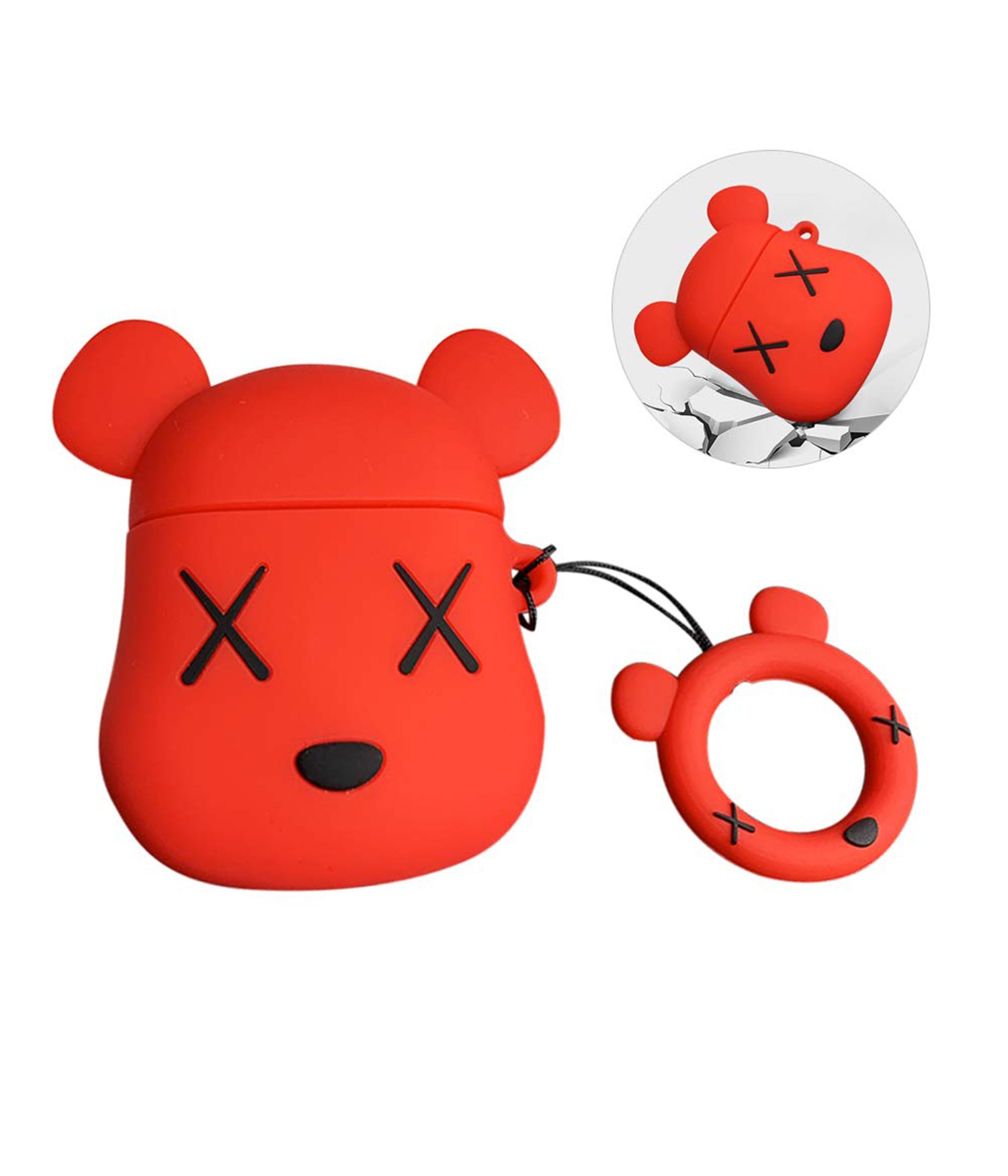 Sevimli Ayı Kırmızı Airpods 1-2 Kılıfı