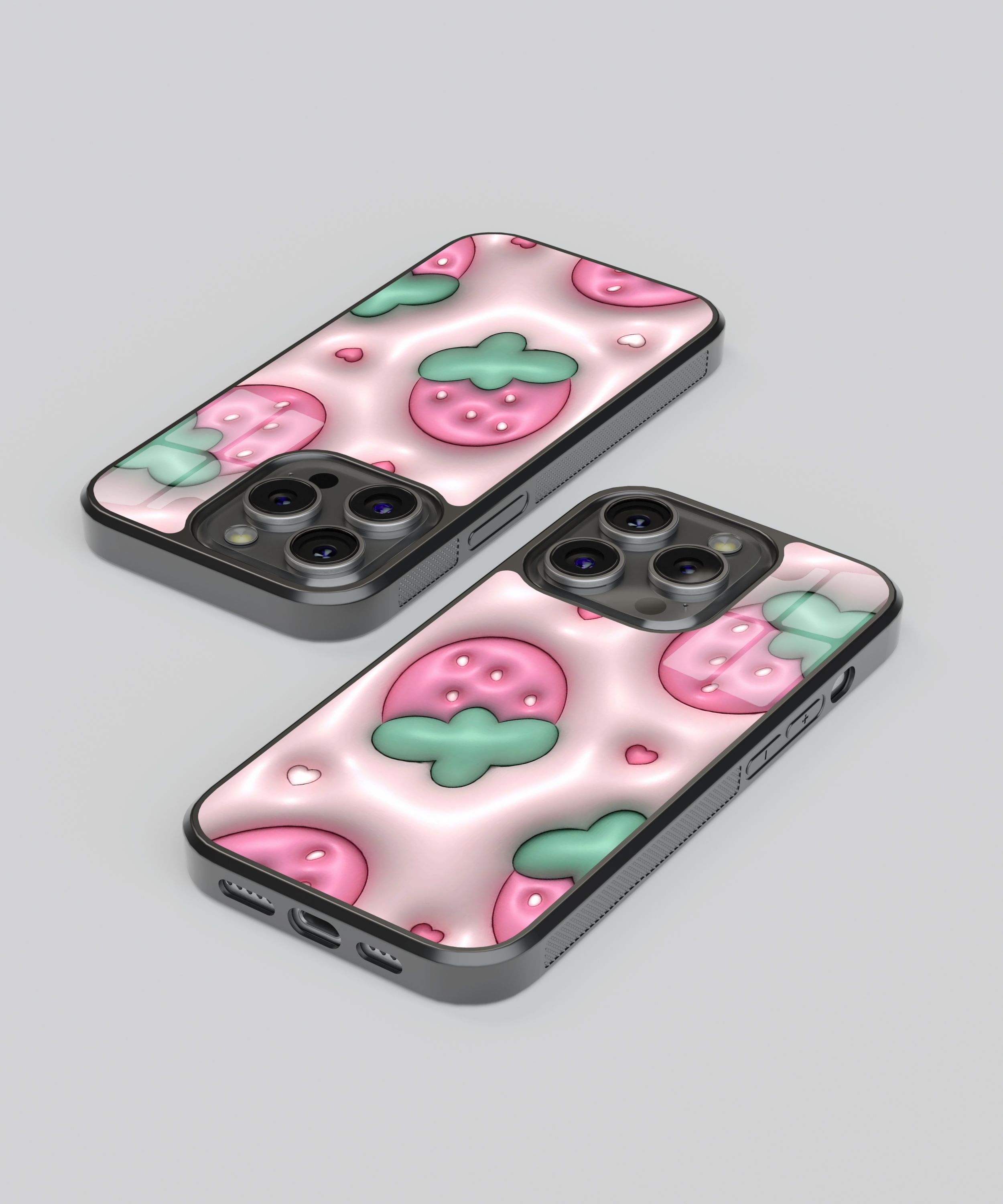 3D Pınk Strawberry Flexible Cam Kılıf