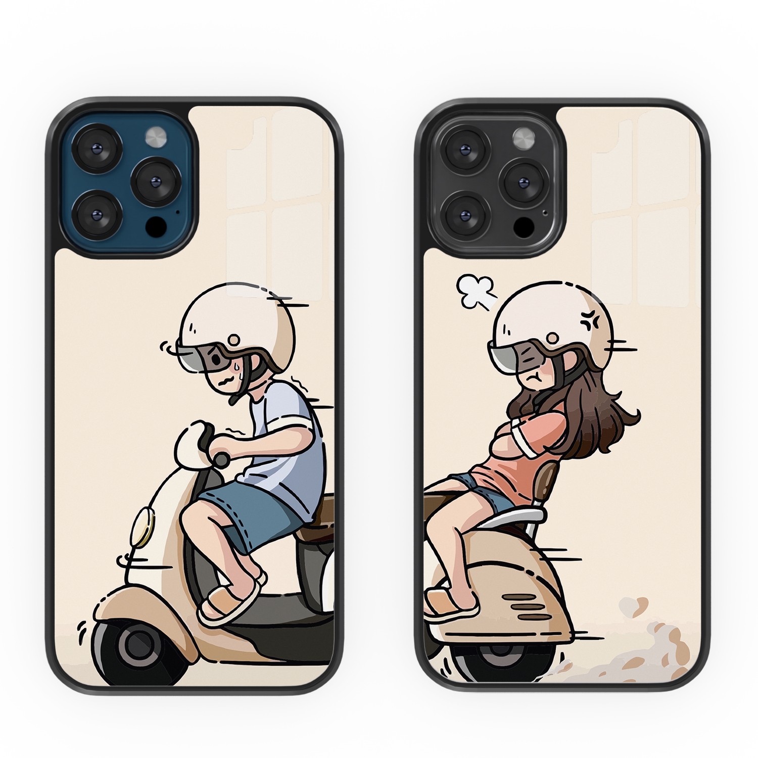 Biker Couple Çift Flexible Cam Kılıf