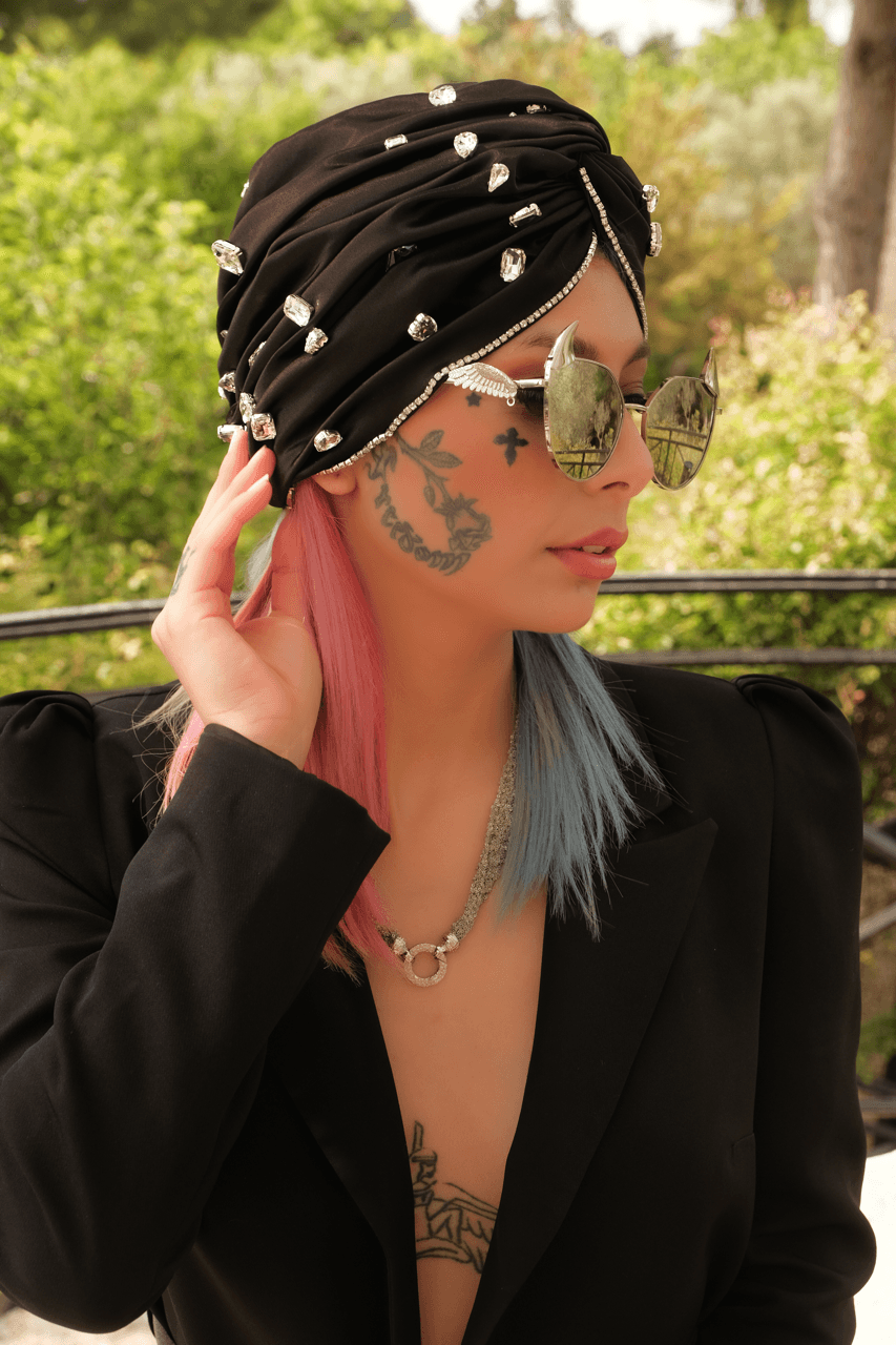 Diamond Unfilled Turban - Black