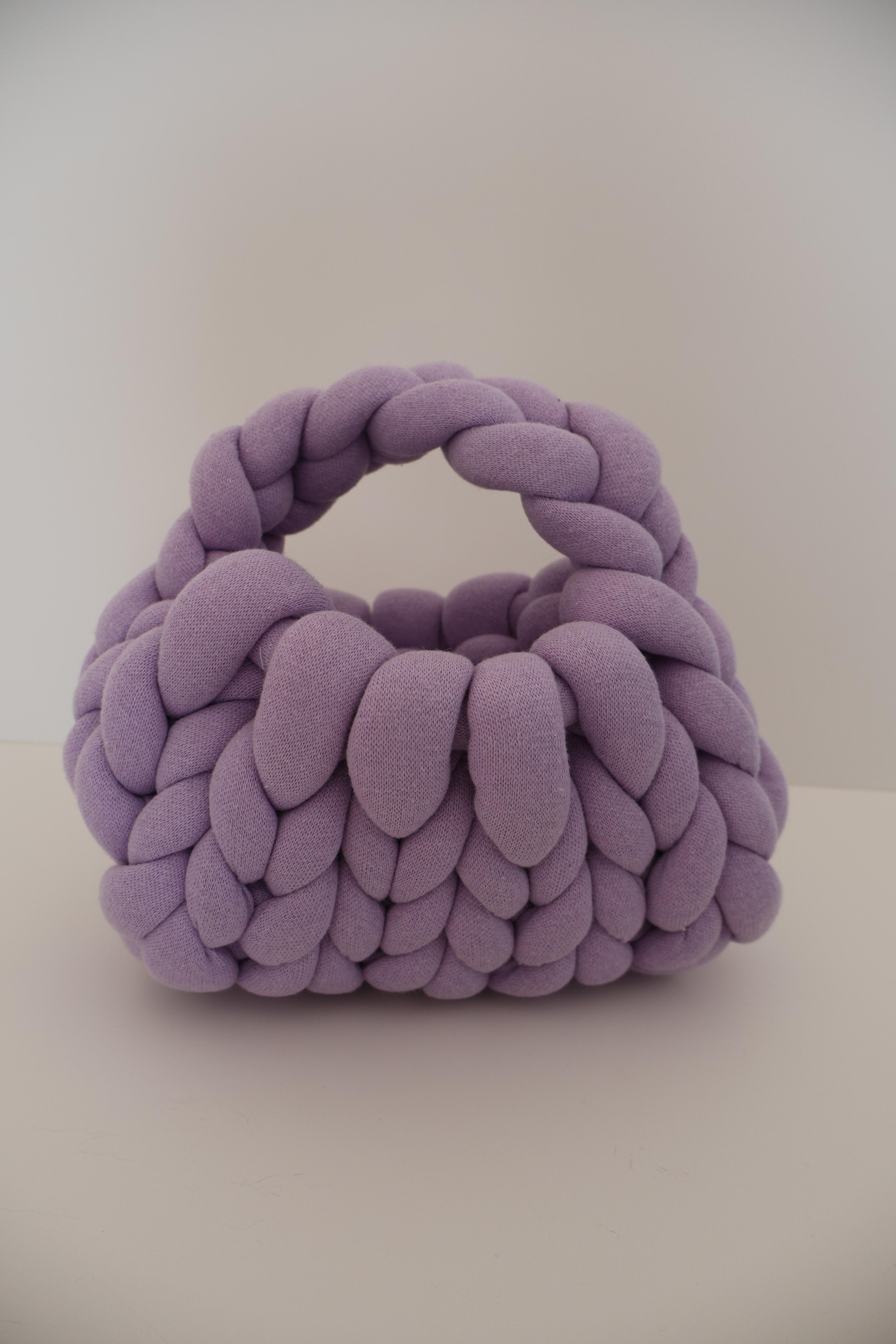 Cotton Chunky Mini Bag - Lila & Gray - Lilac