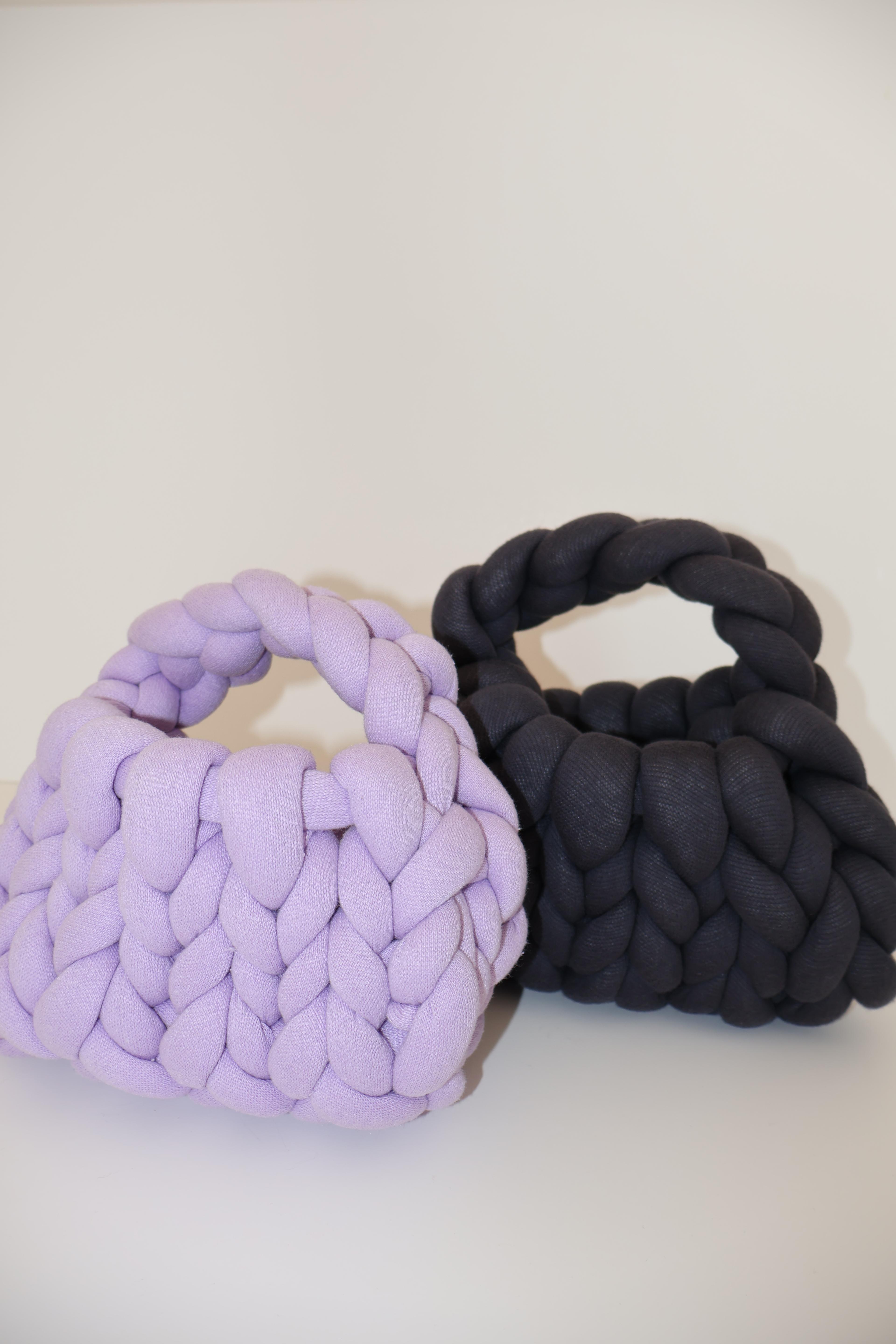 Cotton Chunky Mini Bag - Lila & Gray - Lilac