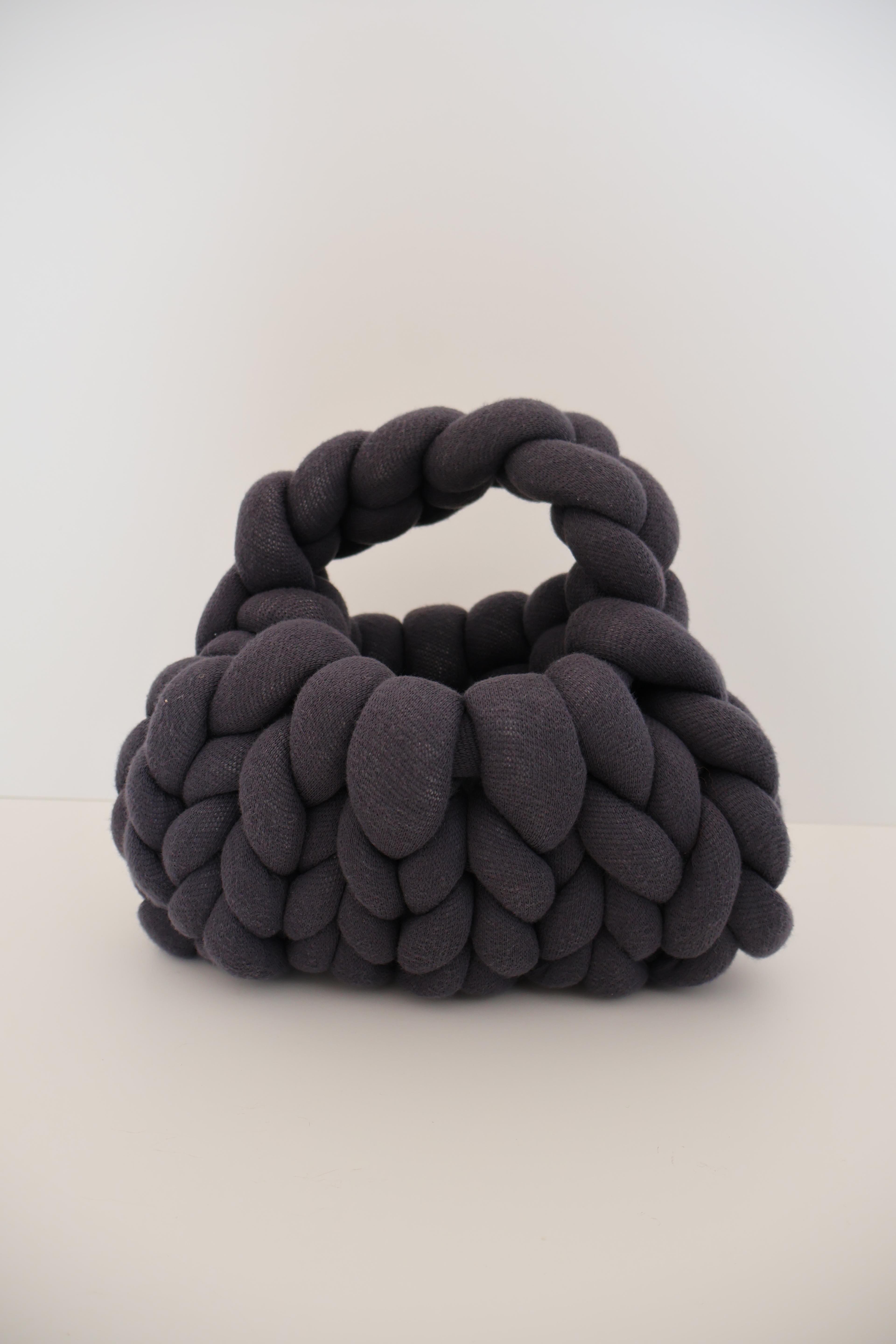 Cotton Chunky Mini Bag - Lila & Gray - Dark Gray