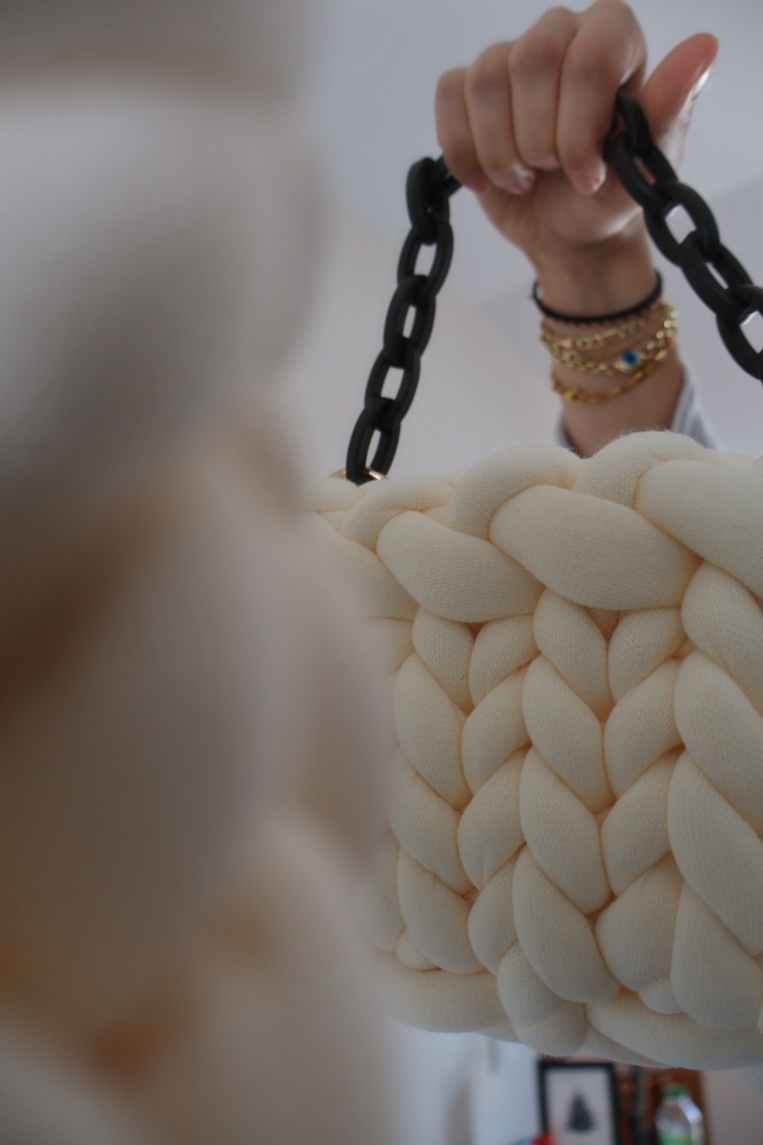 Cotton Chunky Mini Bag - White