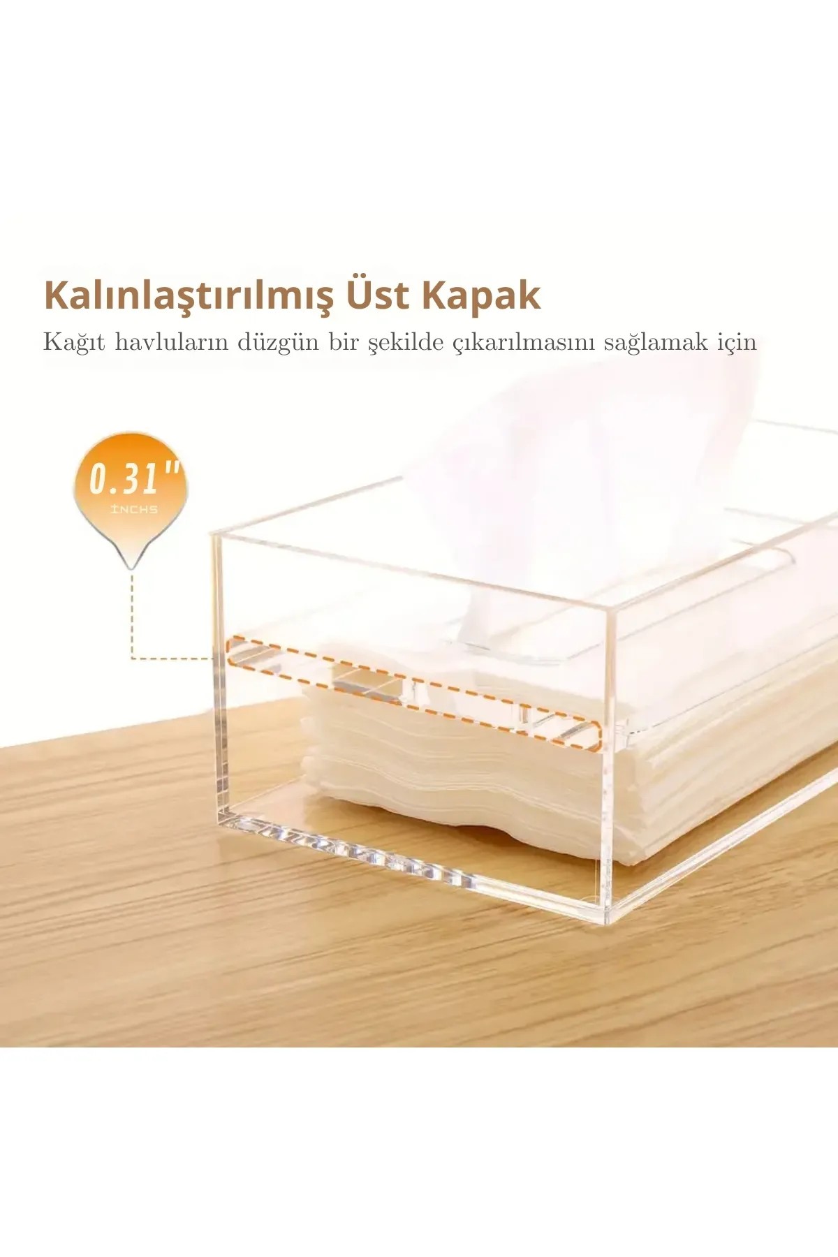 Pleksi Marketi Kapaklı Peçete Kutusu