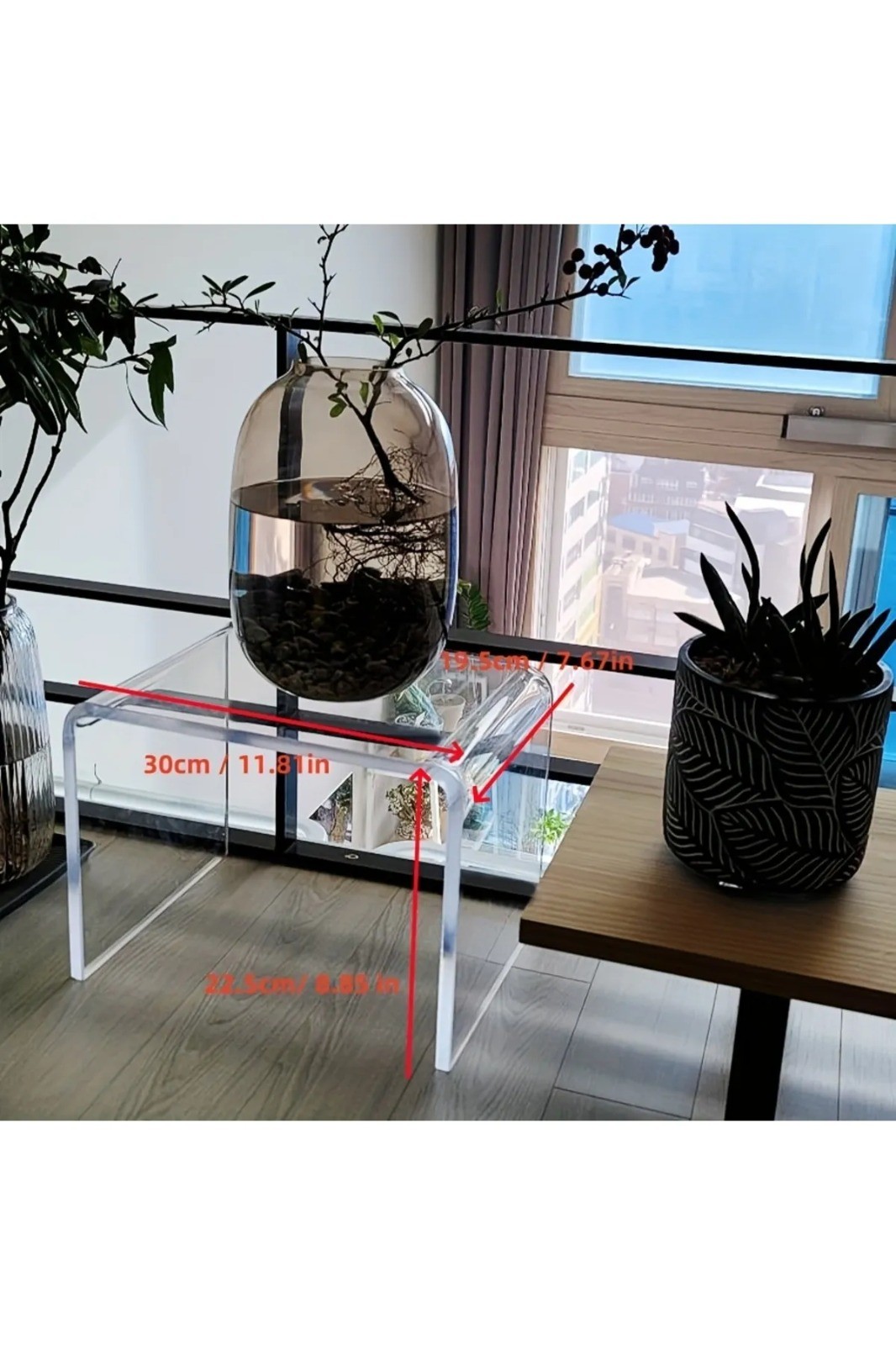 Pleksi Marketi Clario Şeffaf Mini Tekli Zigon Sehpa