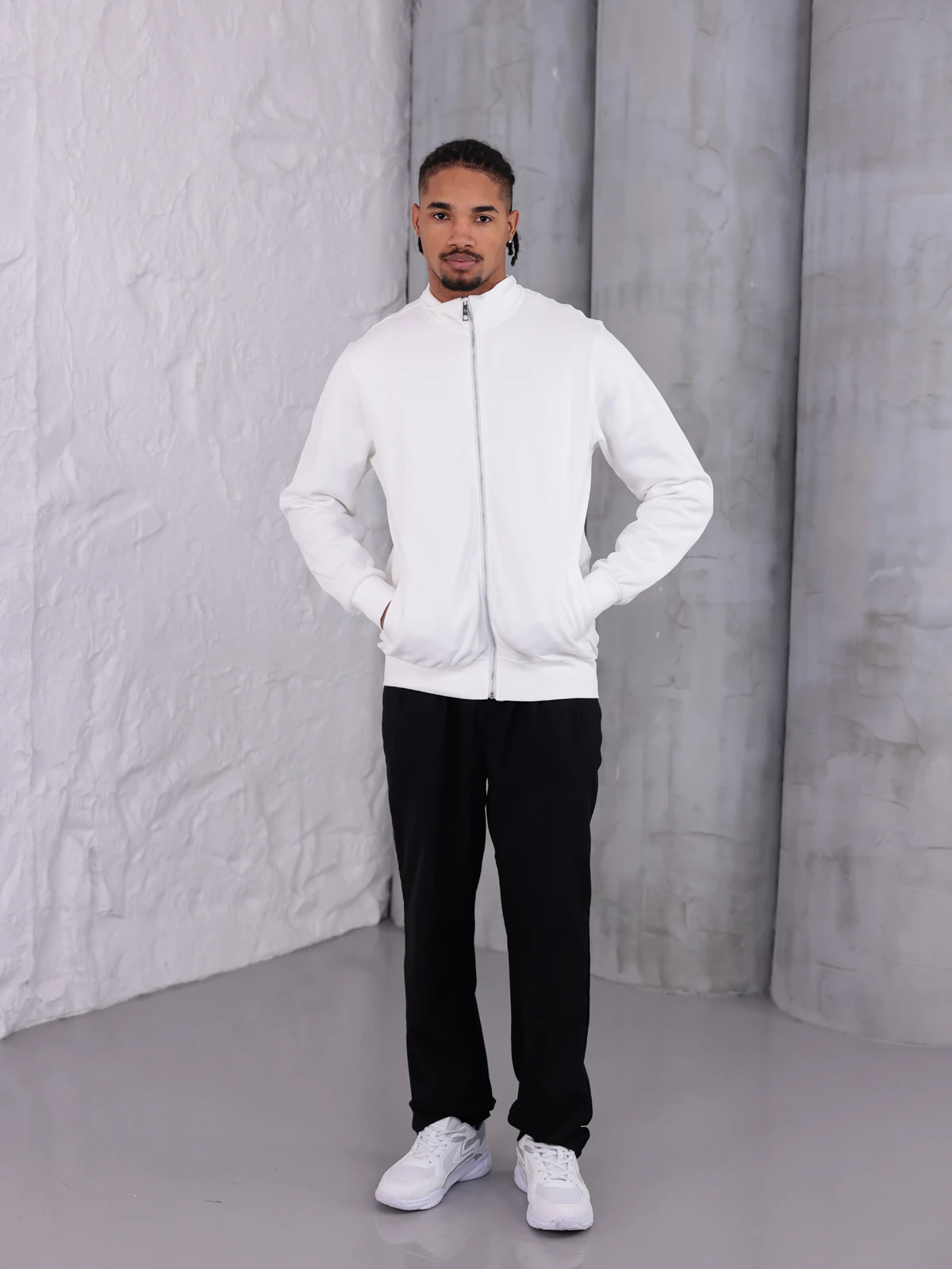 PİKE YAKALI FERMUARLI CEKET - Ekru