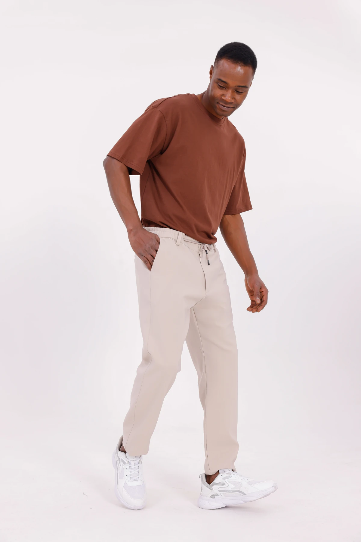 DOUBLE JOGGER KUMAŞ PANTOLON - Bej