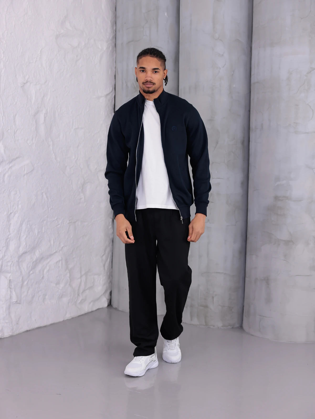 PİKE YAKALI FERMUARLI CEKET - Lacivert