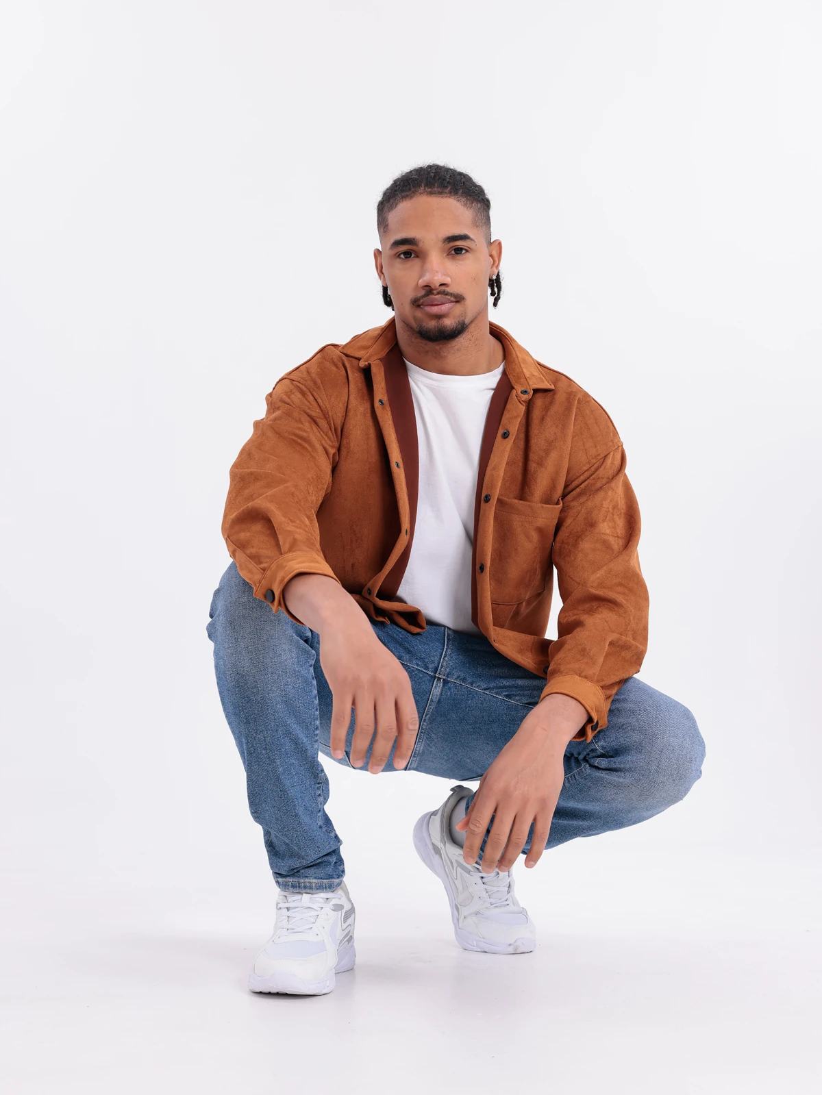 SUNİ SÜET DÜĞMELİ CEKET - Taba