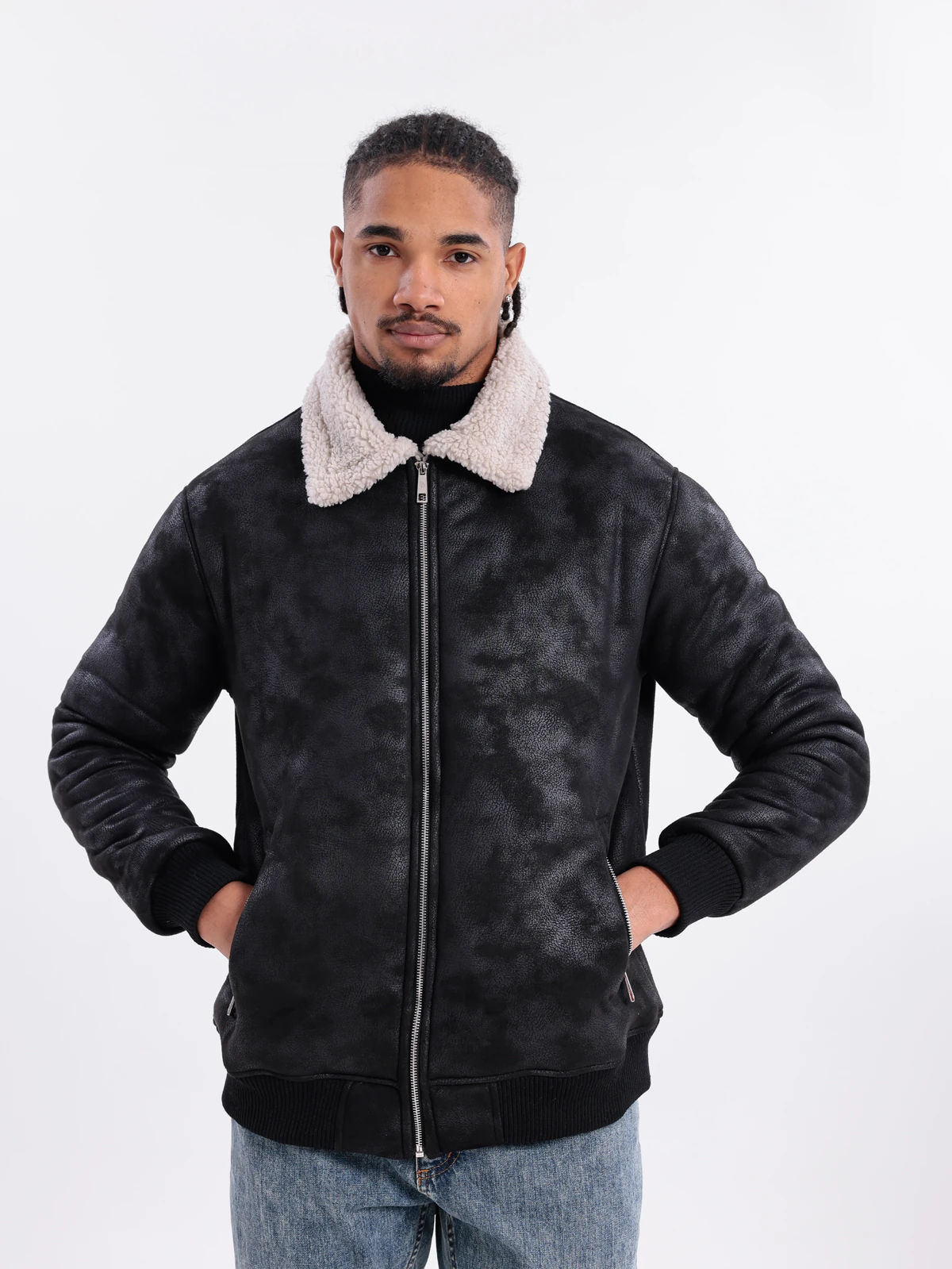 ÇİFT YÜZLÜ SUNİ DERİ CEKET - Siyah