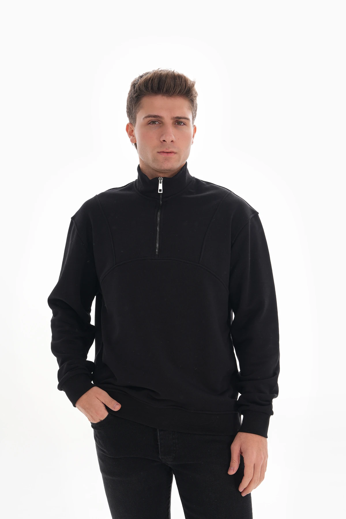 SPLIT YARIM FERMUARLI SWEATSHIRT