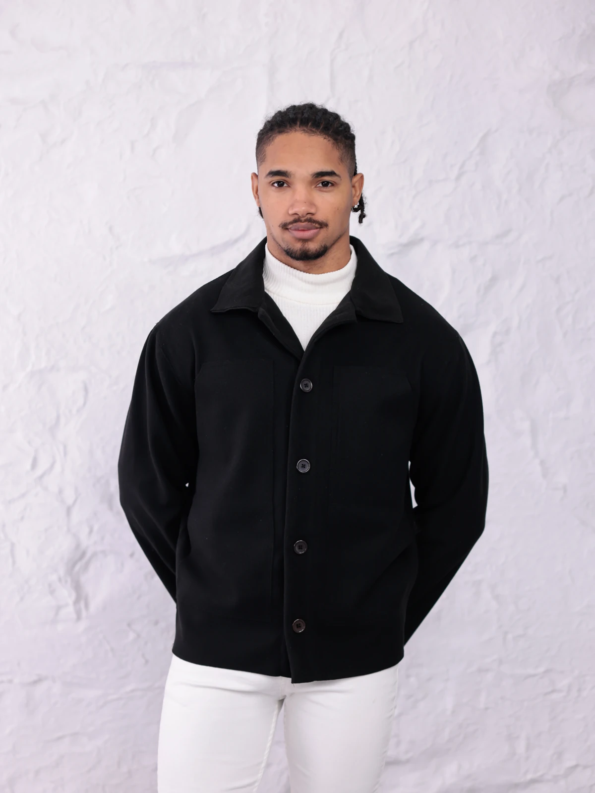 DELUXE DÜĞMELİ KAŞE CEKET - Siyah