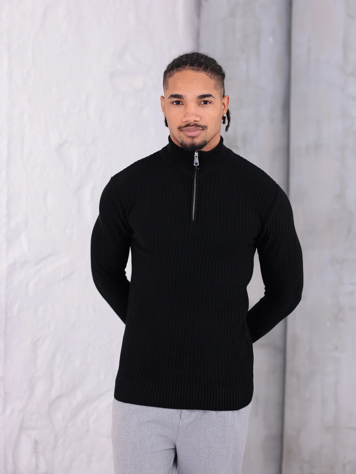 YARIM FERMUARLI TERS ÖRGÜ KAZAK