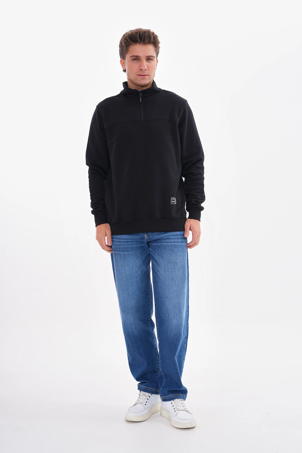 TRACE YARIM FERMUARLI SWEATSHIRT - Siyah