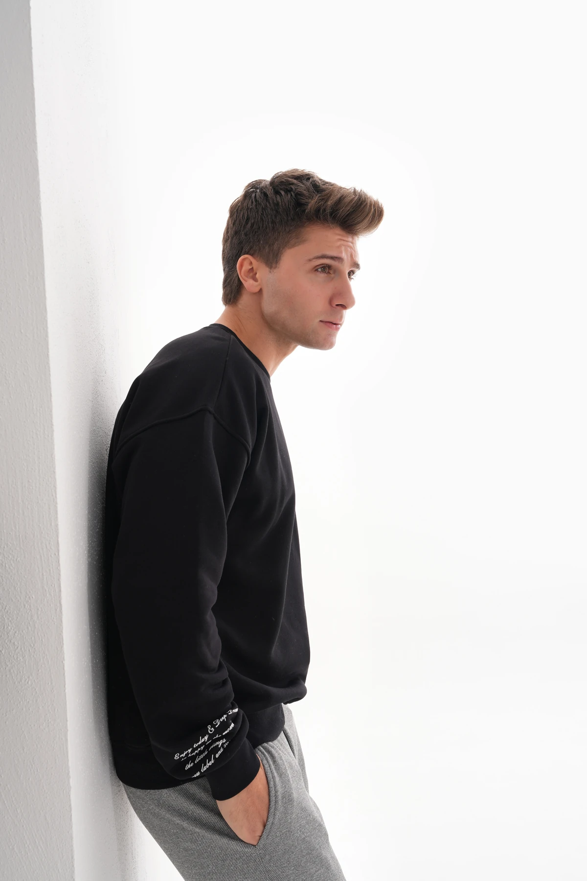 NOTE OVERSIZE SIFIR YAKA SWEATSHIRT - Siyah