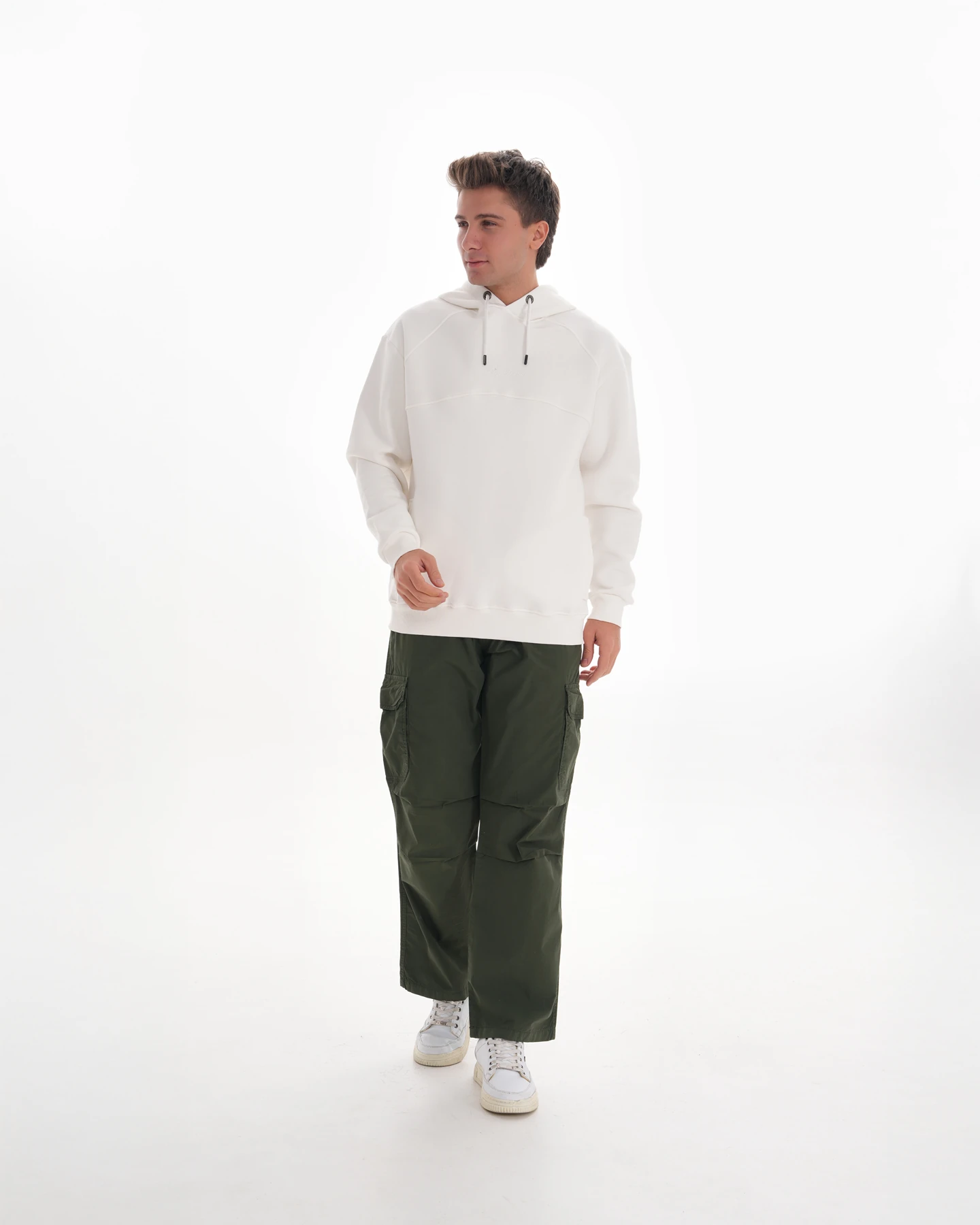 PARÇALI OVERSIZE SWEATSHIRT - Ekru