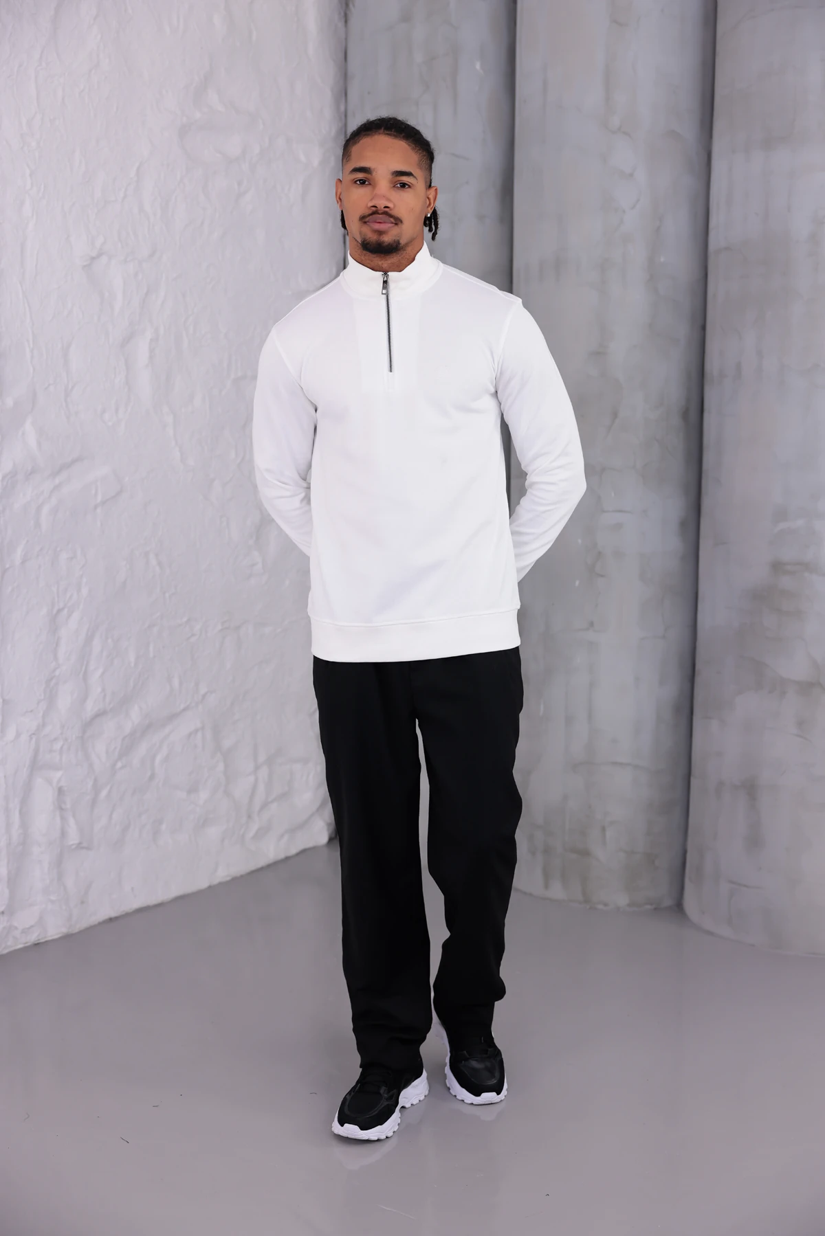 PİKE YARIM FERMUARLI SWEATSHIRT - Ekru