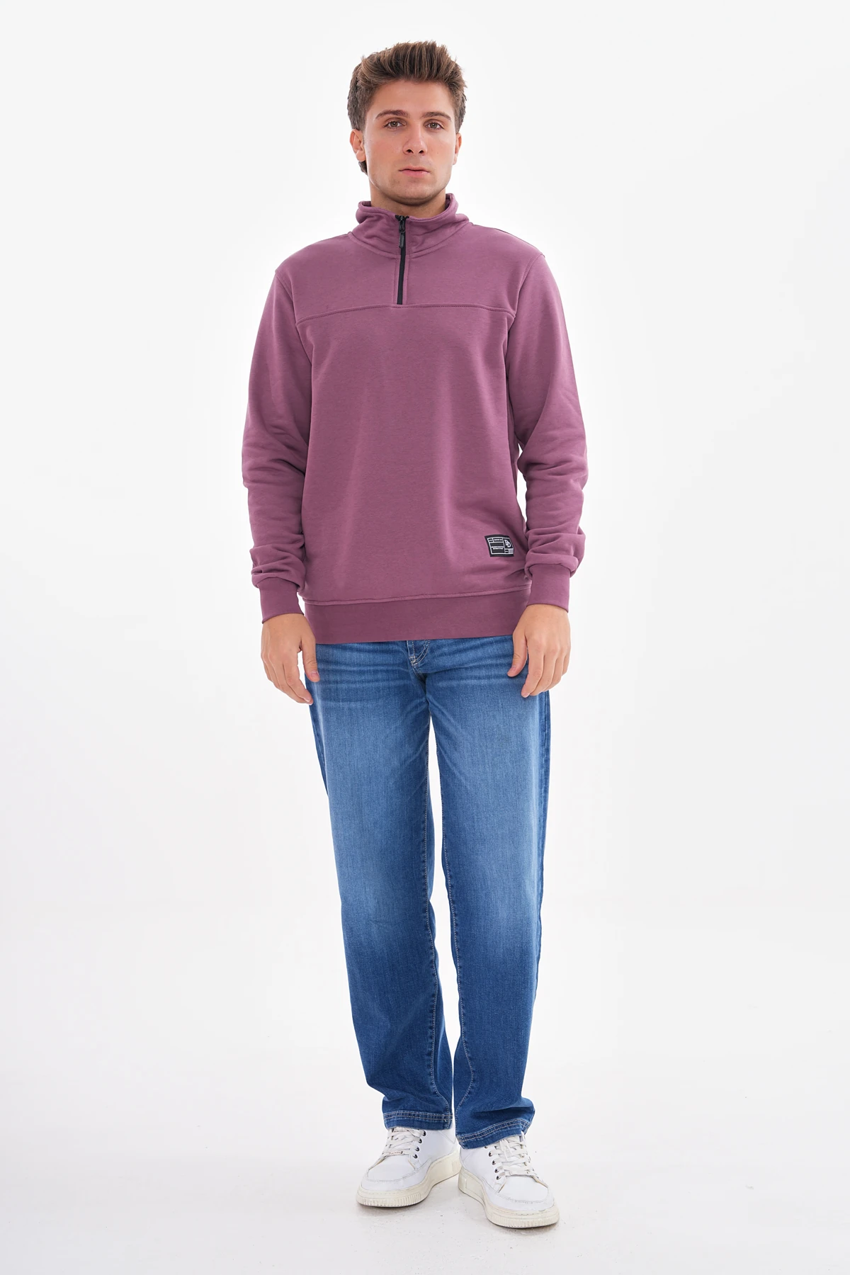 TRACE YARIM FERMUARLI SWEATSHIRT - Mürdüm