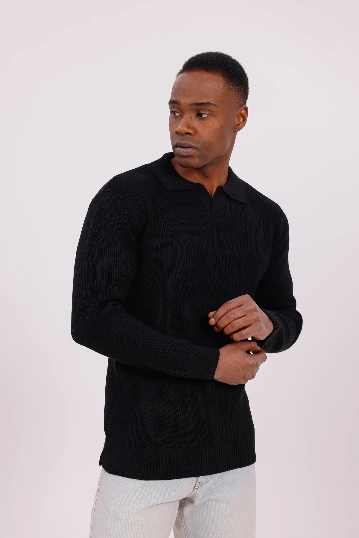 V YAKA ÖRGÜLÜ KAZAK