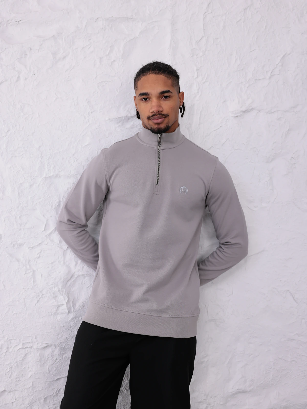 PİKE YARIM FERMUARLI SWEATSHIRT - Gri