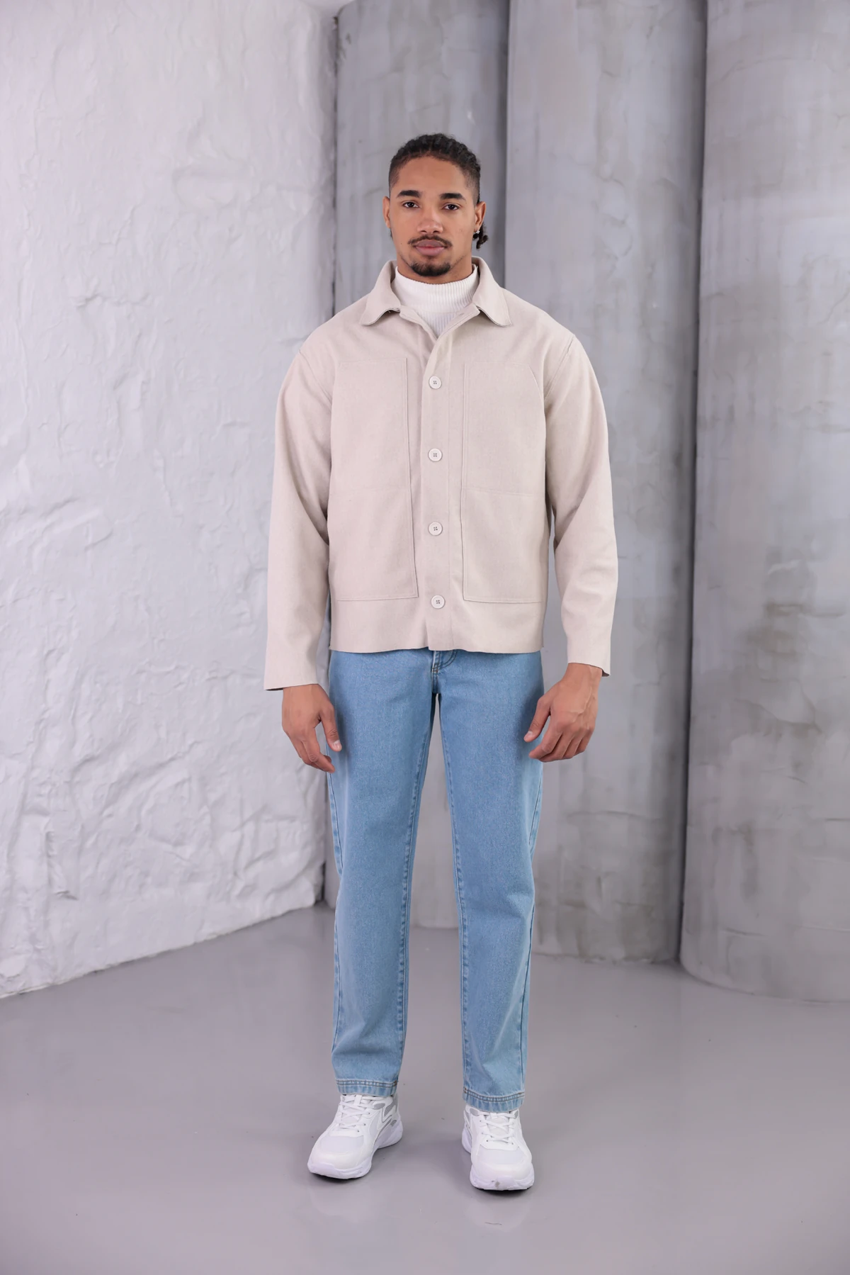 DELUXE DÜĞMELİ KAŞE CEKET - Bej