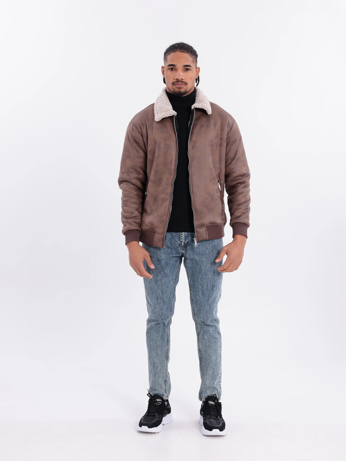 ÇİFT YÜZLÜ SUNİ DERİ CEKET - Kahve