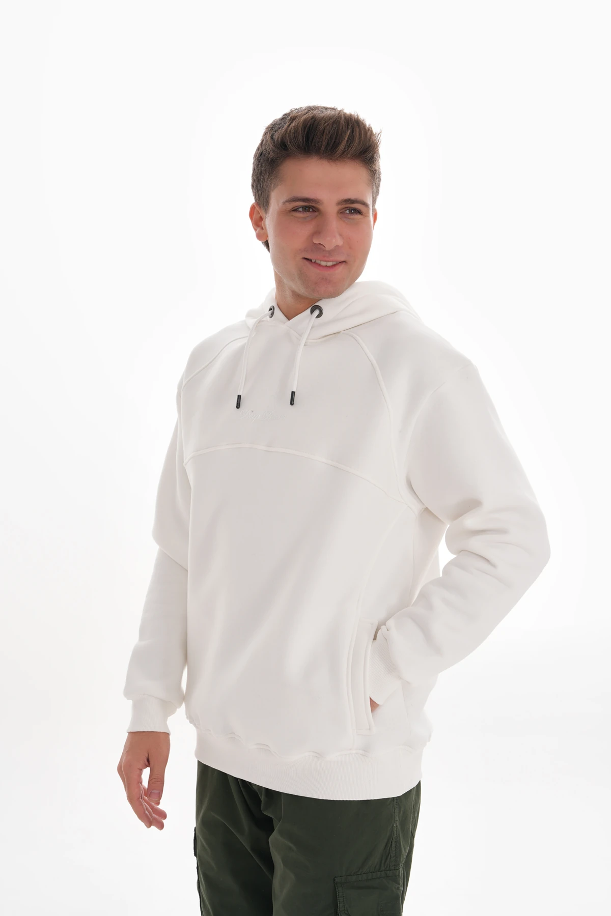 PARÇALI OVERSIZE SWEATSHIRT - Ekru