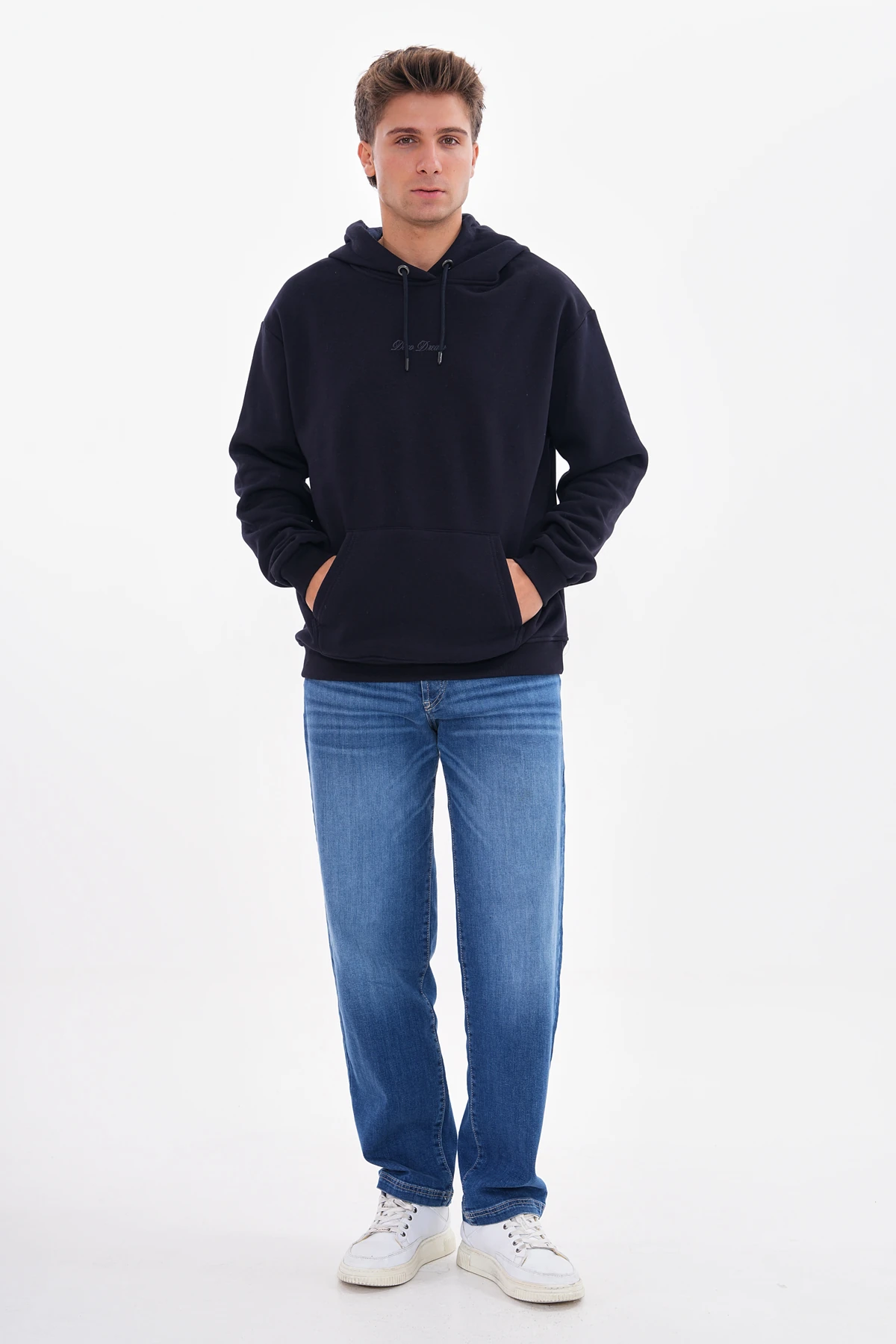 KABARTMA BASKILI OVERSIZE SWEATSHIRT - Lacivert