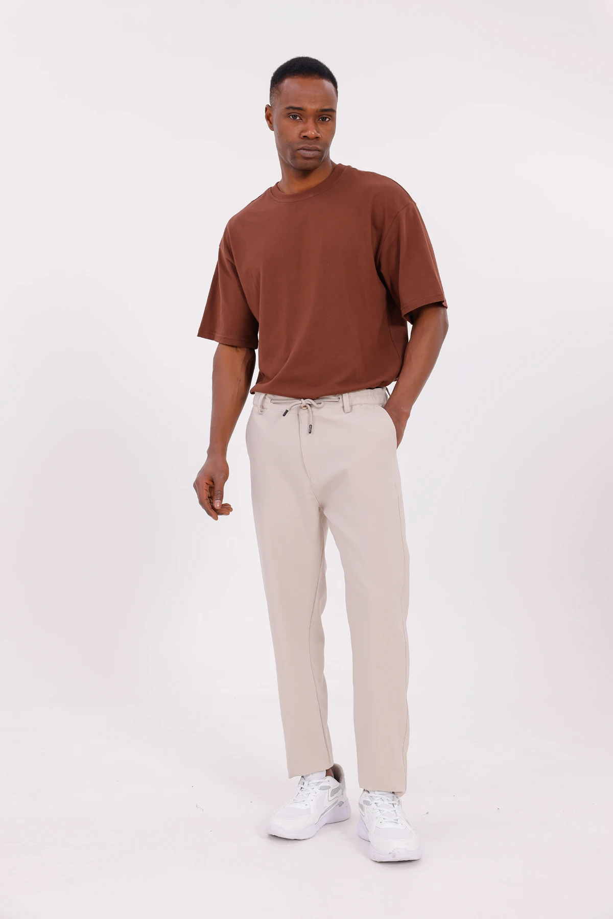 DOUBLE JOGGER KUMAŞ PANTOLON - Bej