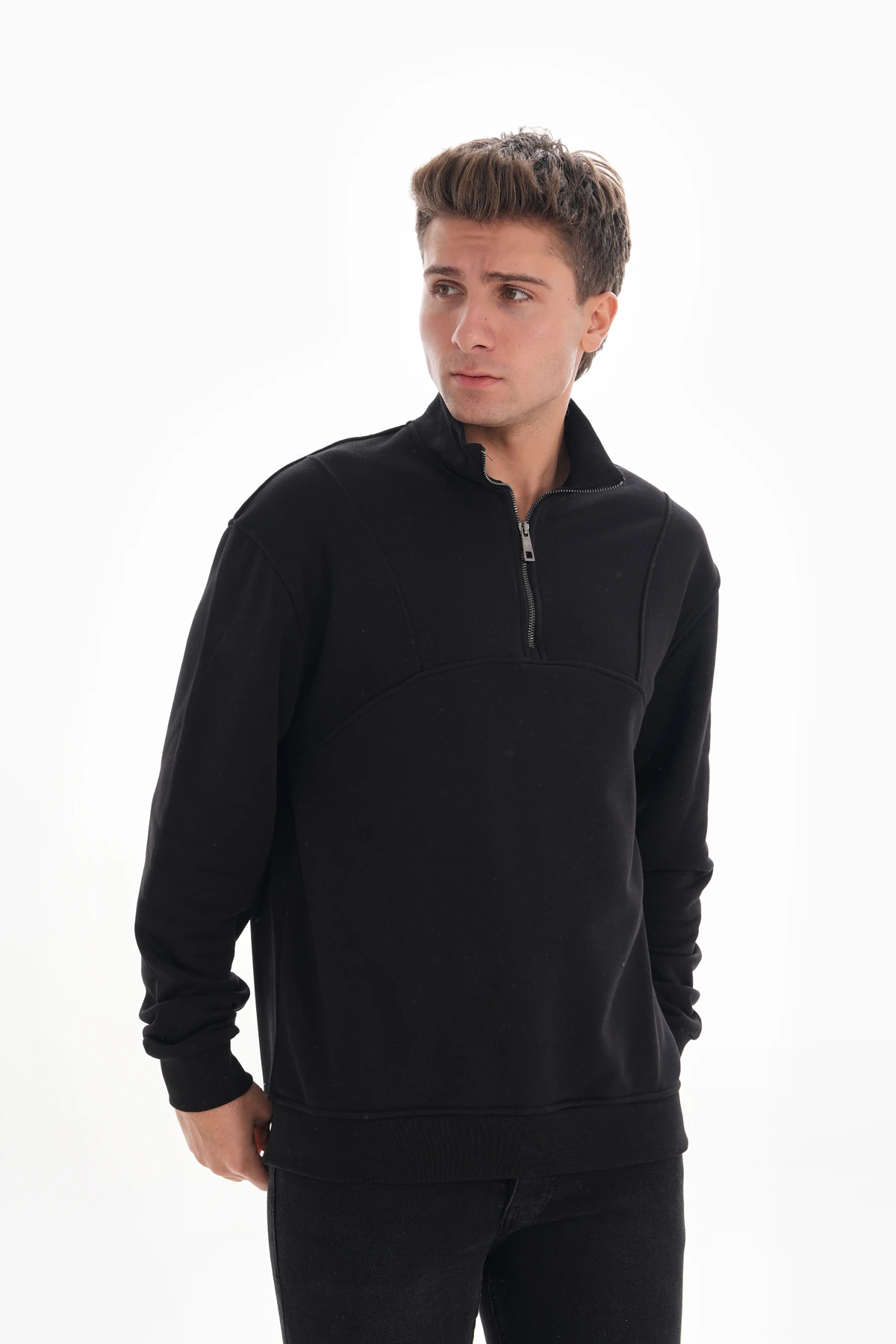 SPLIT YARIM FERMUARLI SWEATSHIRT