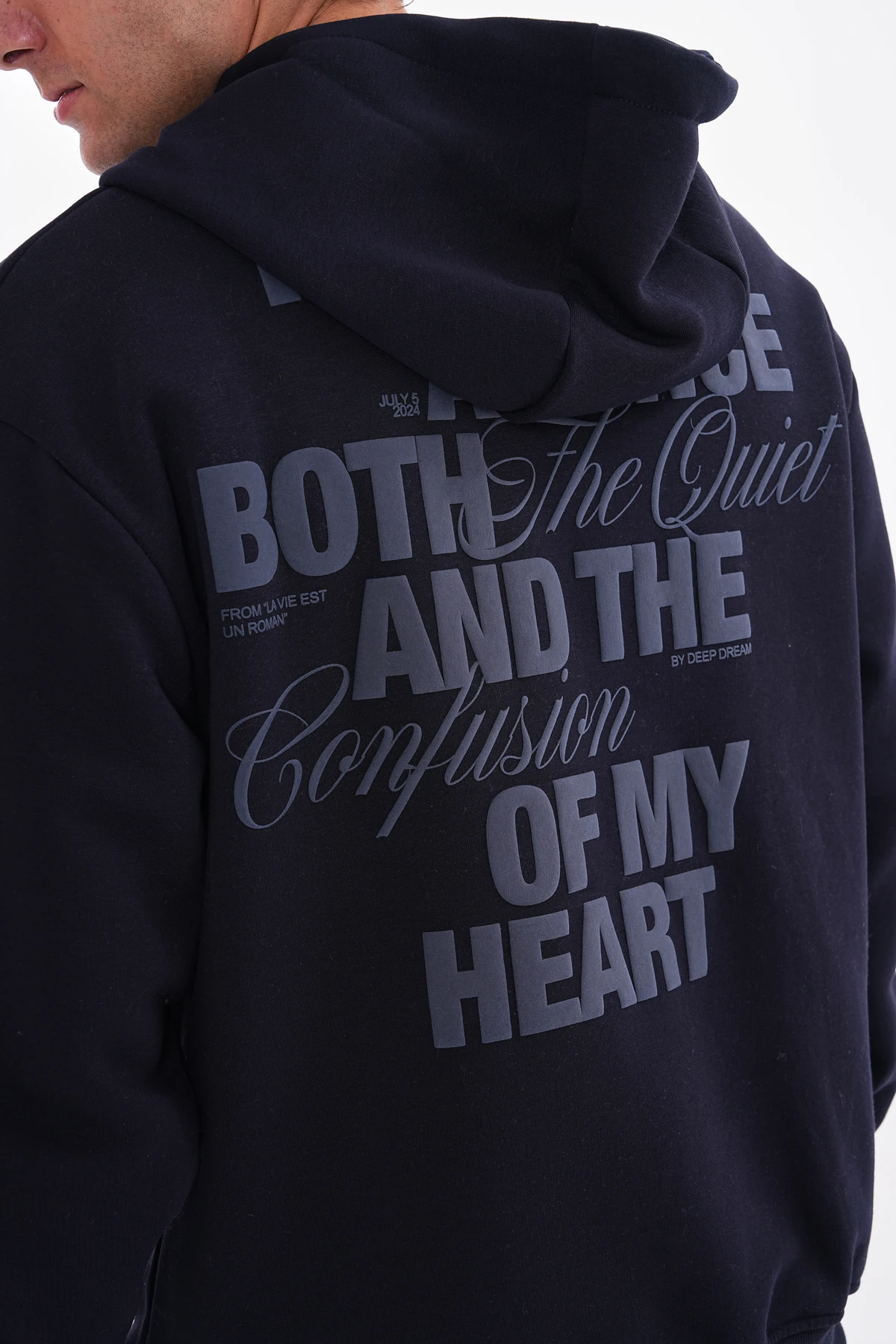 KABARTMA BASKILI OVERSIZE SWEATSHIRT - Lacivert