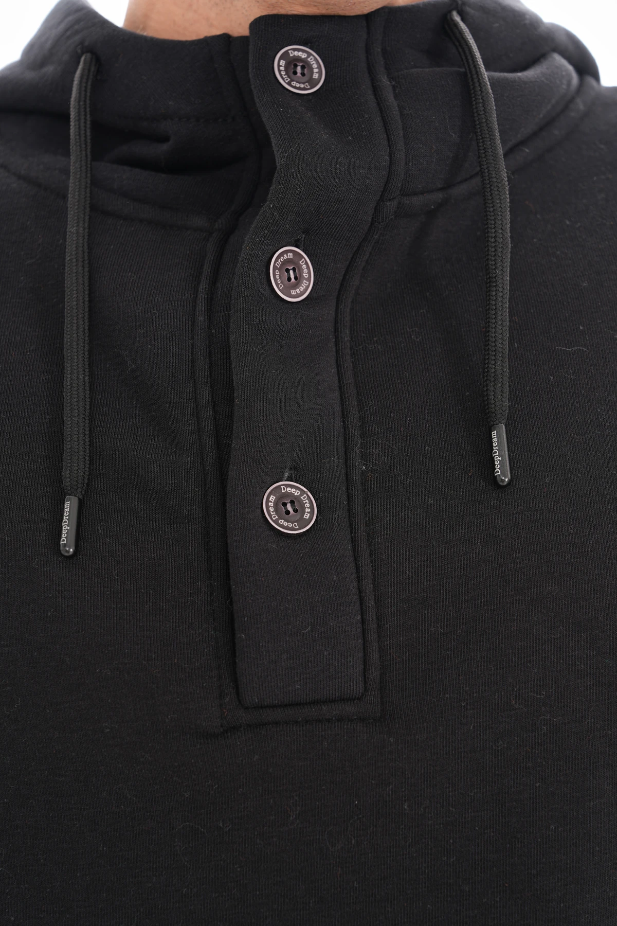 DÜĞMELİ KAPÜŞONLU OVERSİZE SWEATSHIRT