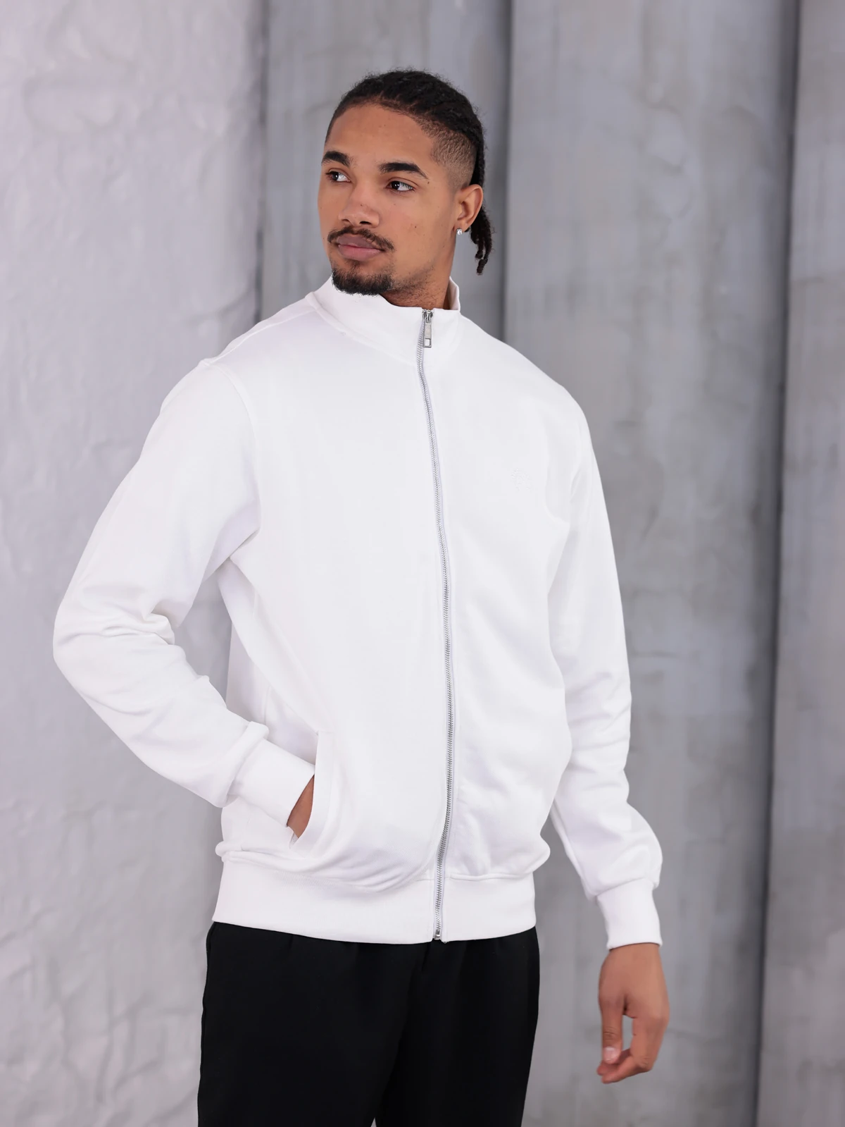 PİKE YAKALI FERMUARLI CEKET - Ekru