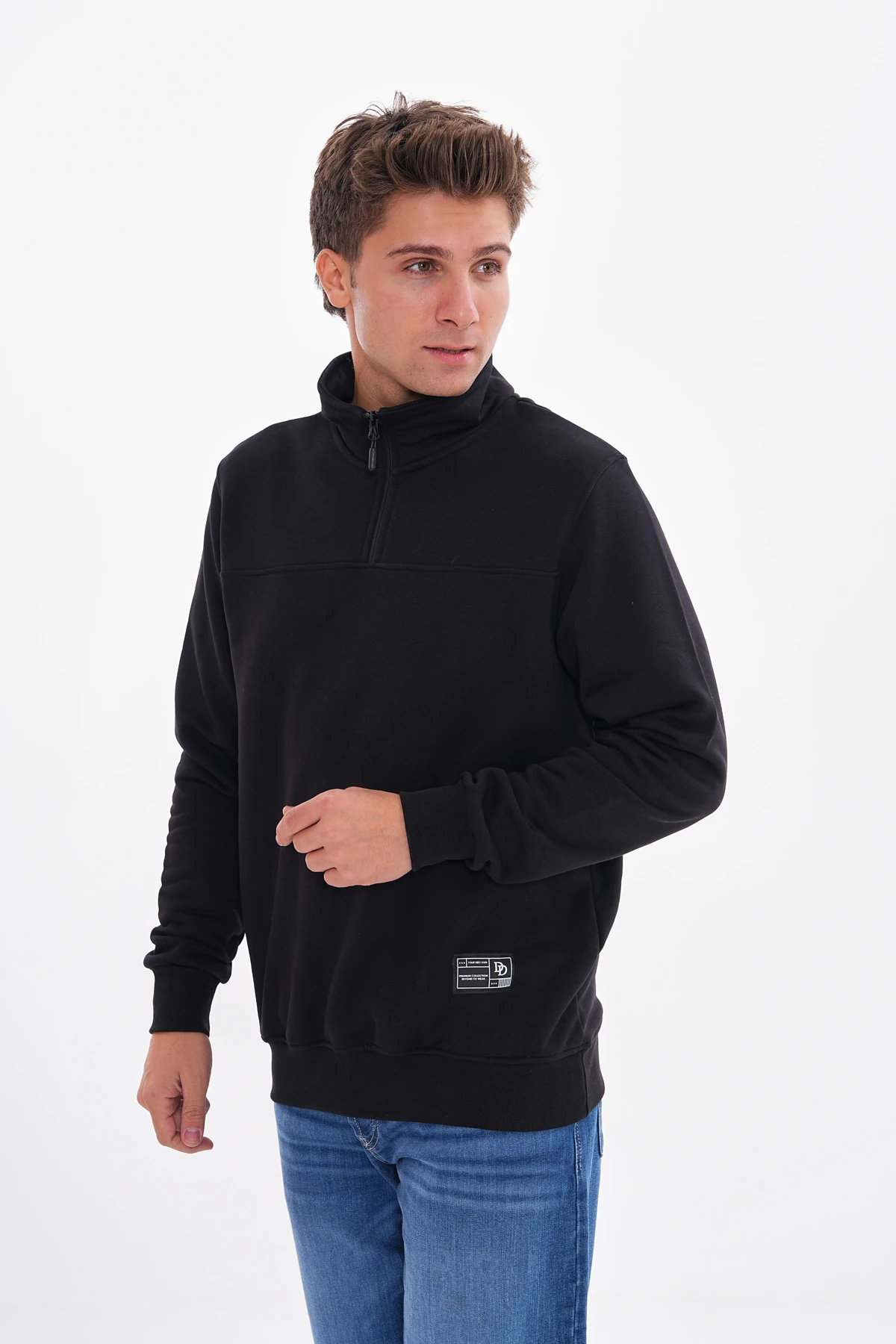 TRACE YARIM FERMUARLI SWEATSHIRT - Siyah