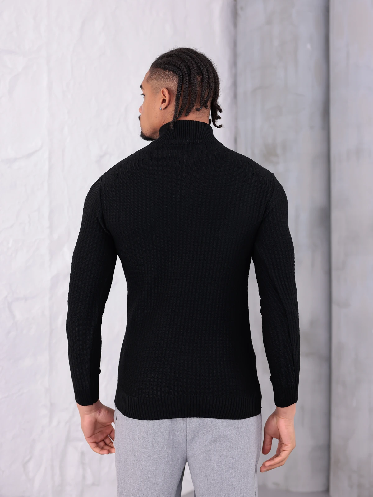 YARIM FERMUARLI TERS ÖRGÜ KAZAK