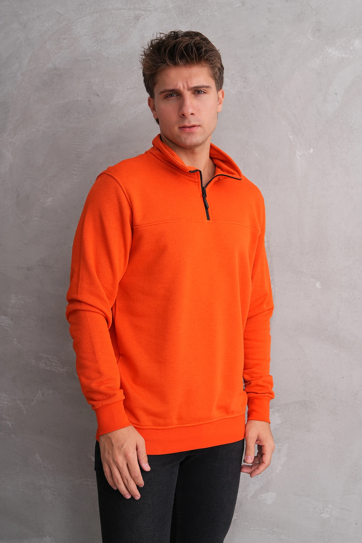 TRACE YARIM FERMUARLI SWEATSHIRT - Oranj