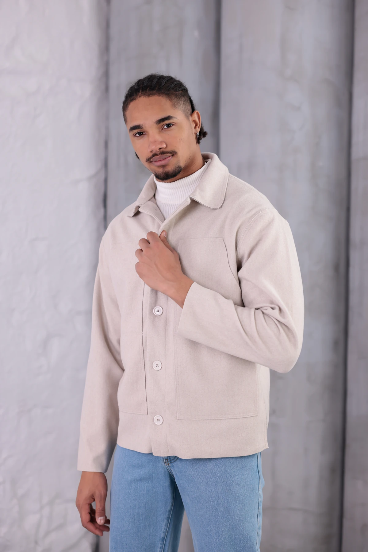 DELUXE DÜĞMELİ KAŞE CEKET - Bej