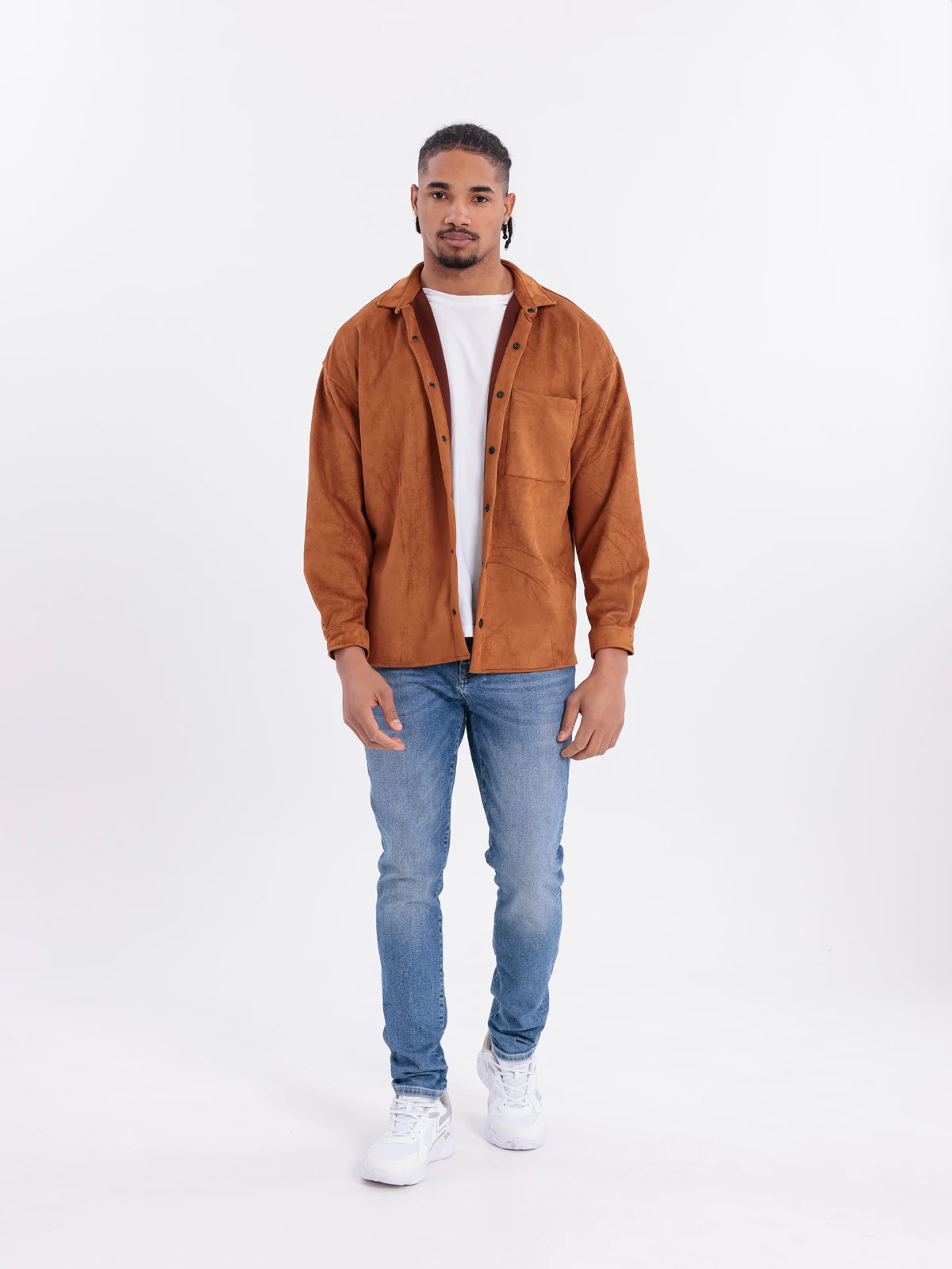 SUNİ SÜET DÜĞMELİ CEKET - Taba