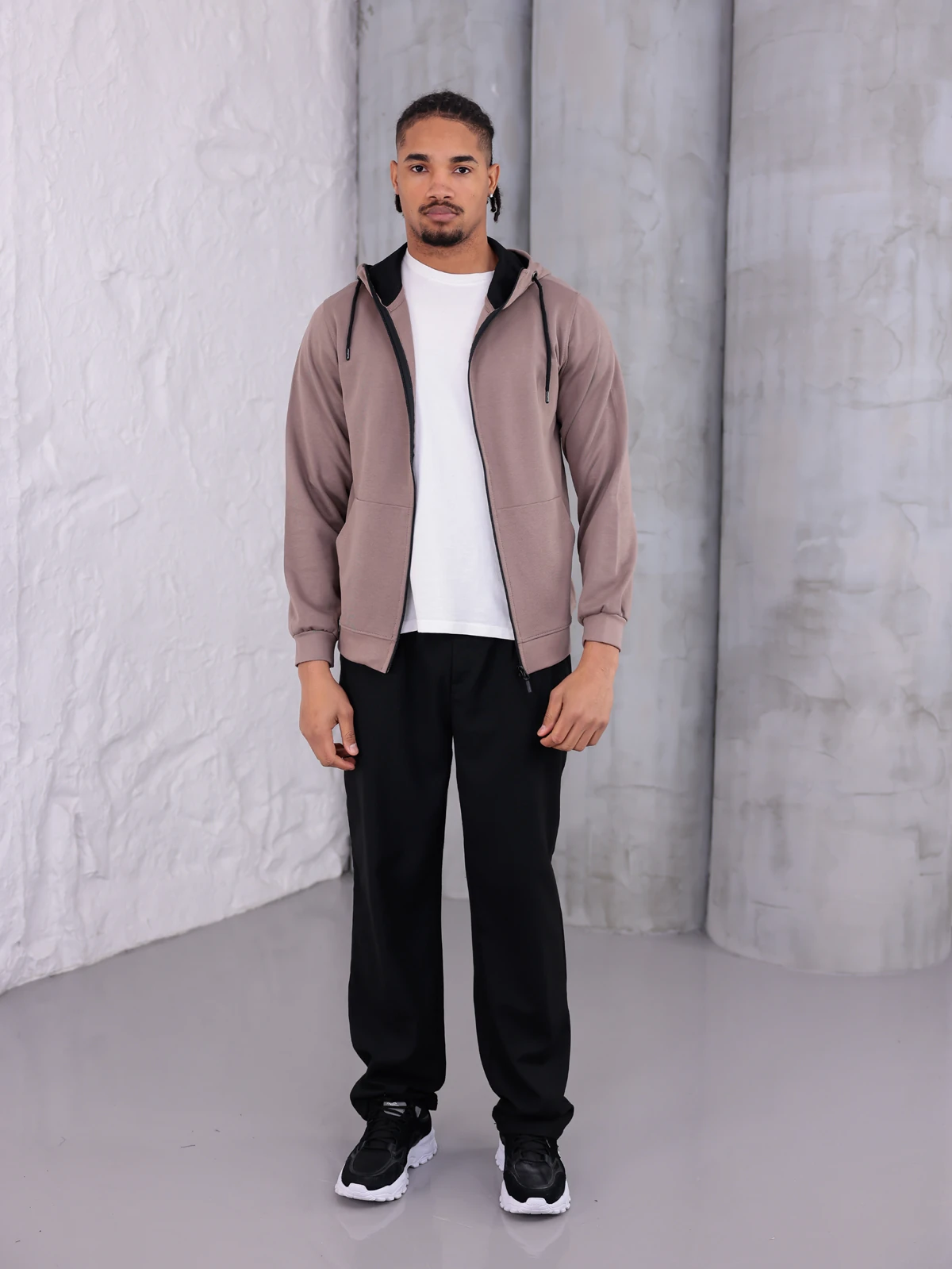 DOUBLE FACE KAPÜŞONLU CEKET - Vizon