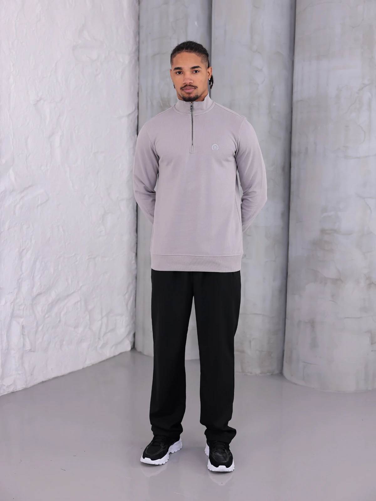 PİKE YARIM FERMUARLI SWEATSHIRT - Gri