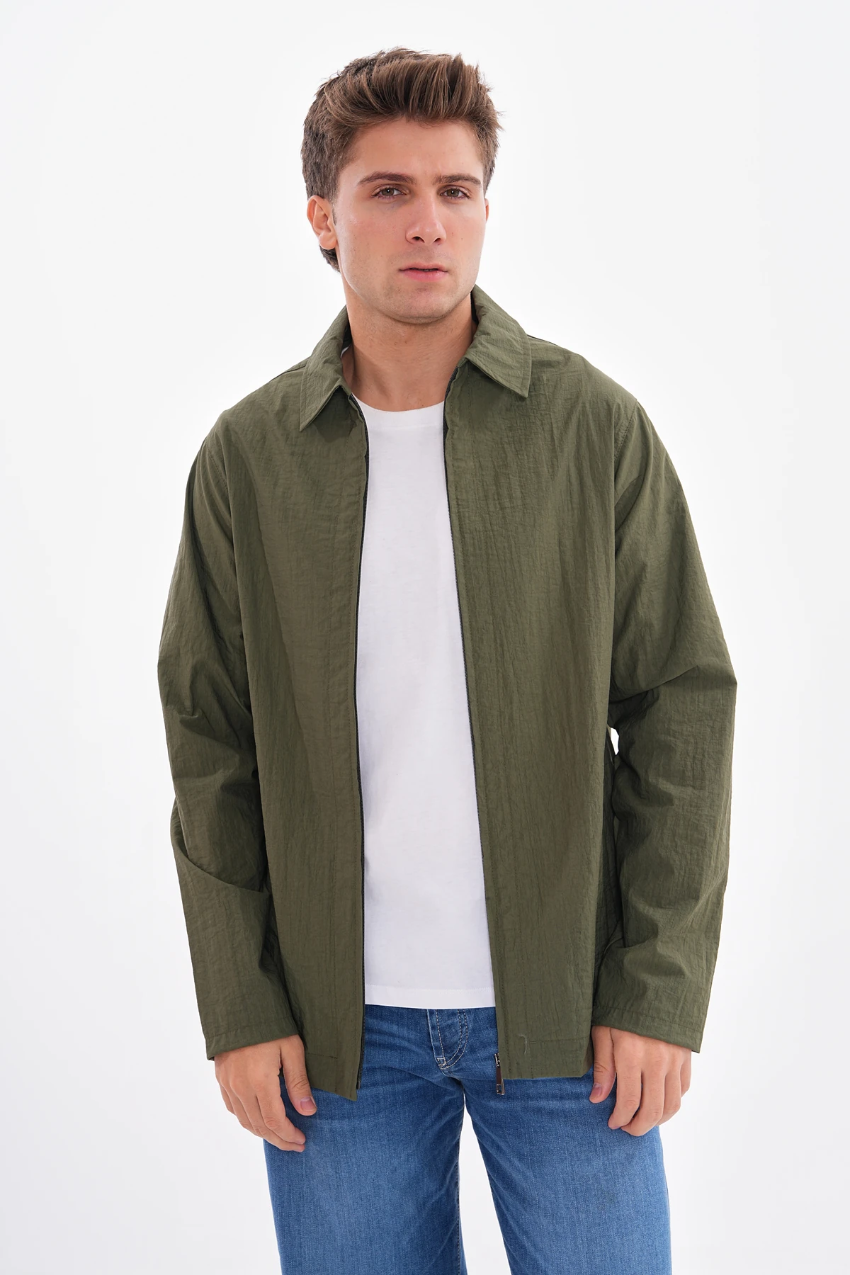 YAKALI RÜZGARLIK CEKET - Haki