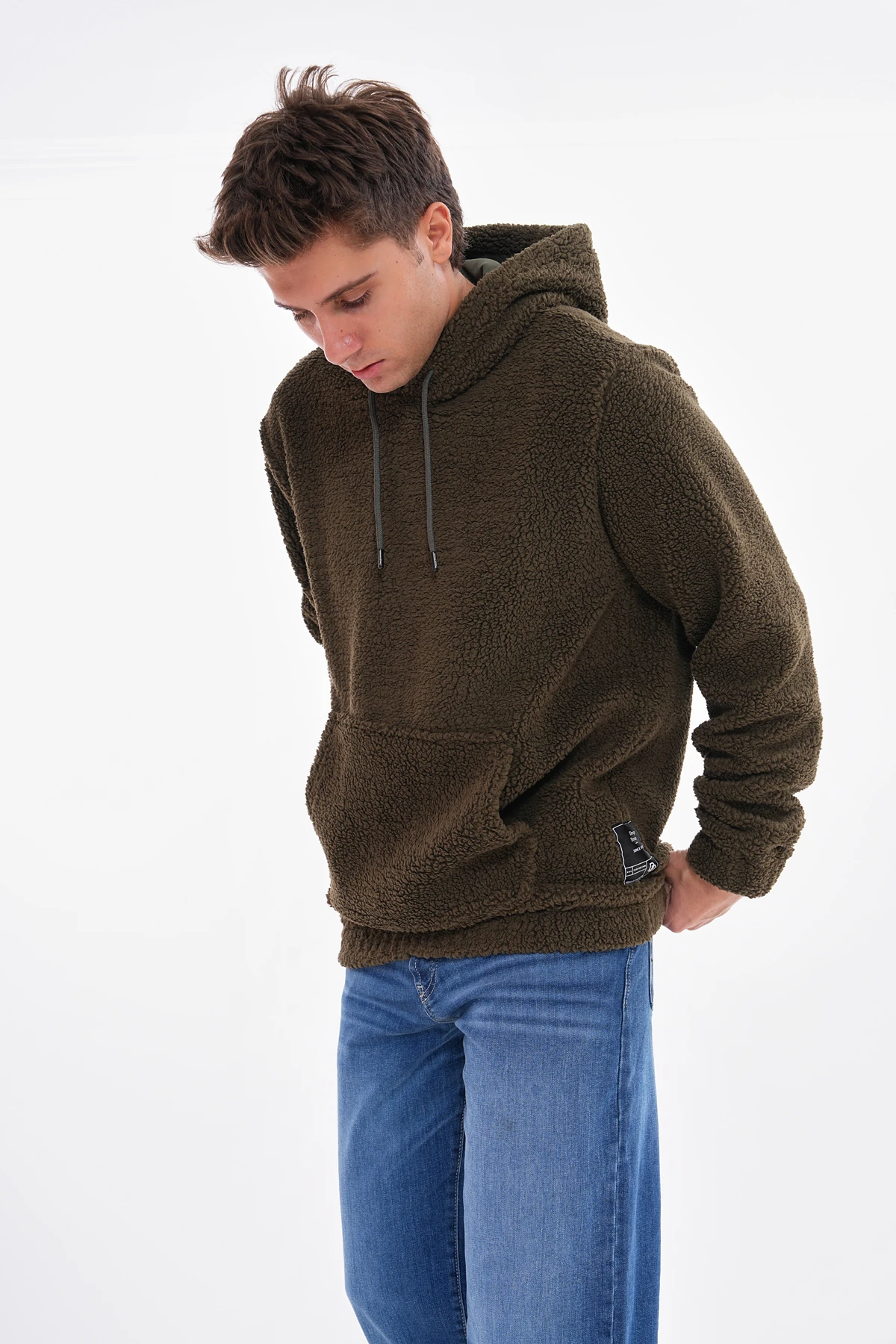 SUNİ KUZU OVERSIZE SWEATSHIRT - Haki