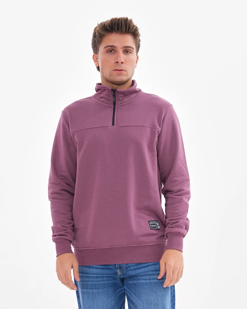TRACE YARIM FERMUARLI SWEATSHIRT - Mürdüm