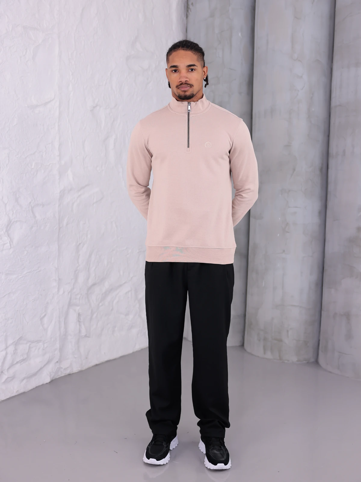 PİKE YARIM FERMUARLI SWEATSHIRT - Bej