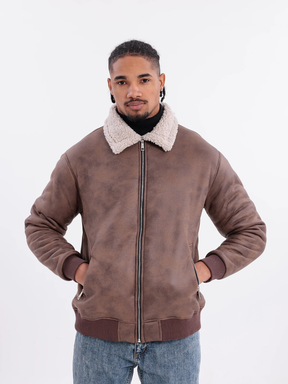 ÇİFT YÜZLÜ SUNİ DERİ CEKET - Kahve