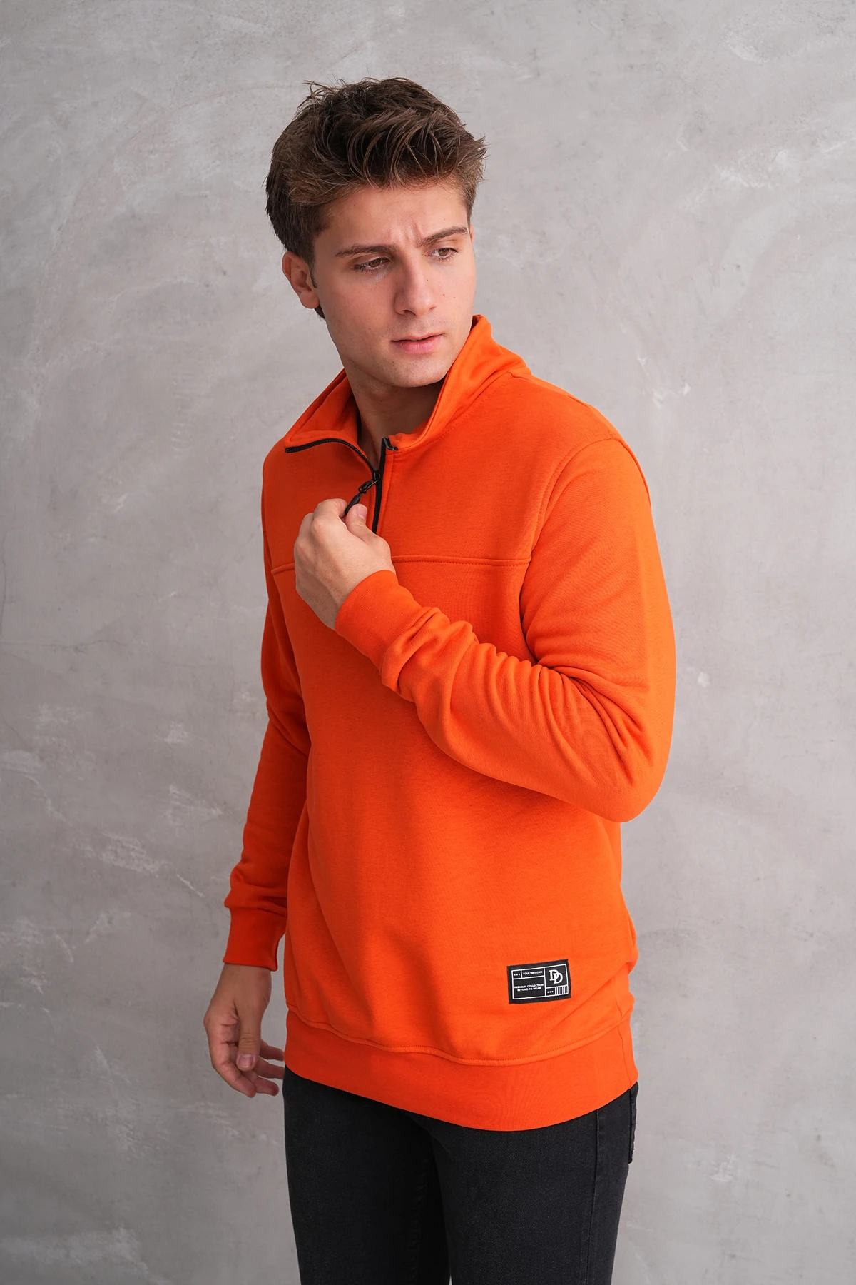 TRACE YARIM FERMUARLI SWEATSHIRT - Oranj