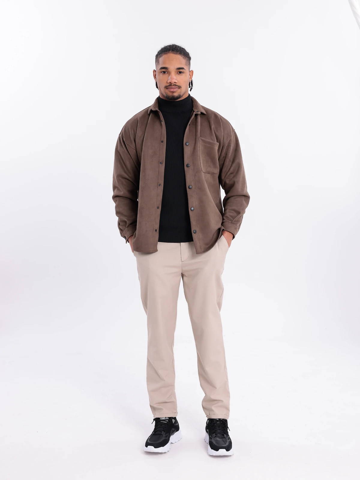 SUNİ SÜET DÜĞMELİ CEKET - Kahve